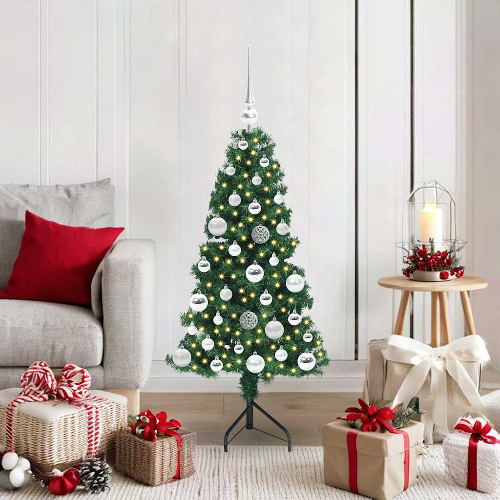 vidaXL Hoek Kunstkerstboom met 150 LED Groen 150 cm PVC en Metaal