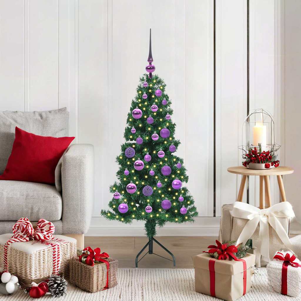 vidaXL Hoek Kunstkerstboom met 150 LED Groen 150 cm PVC en Metaal