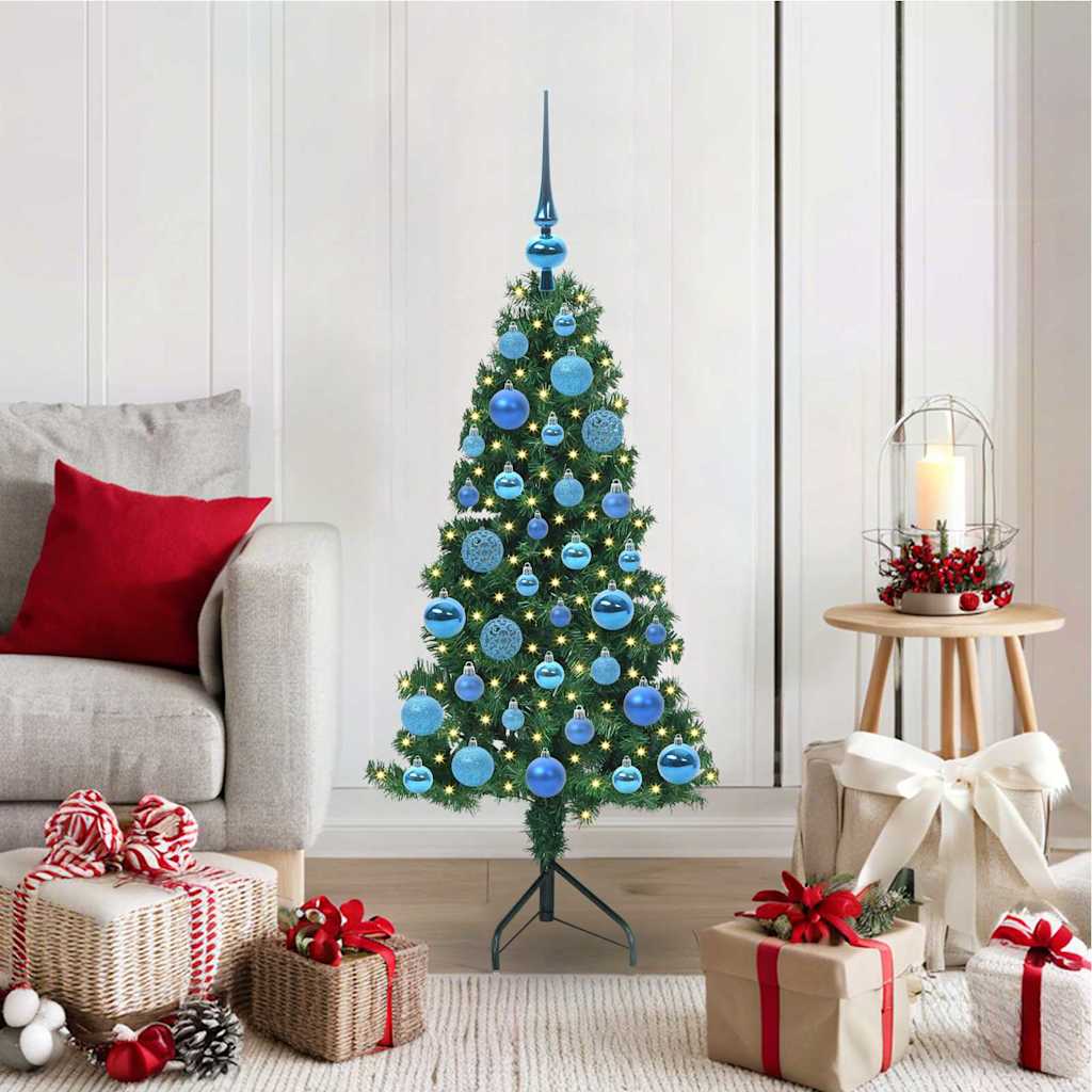 vidaXL Hoek Kunstkerstboom met 150 LED Groen 150 cm PVC en Metaal