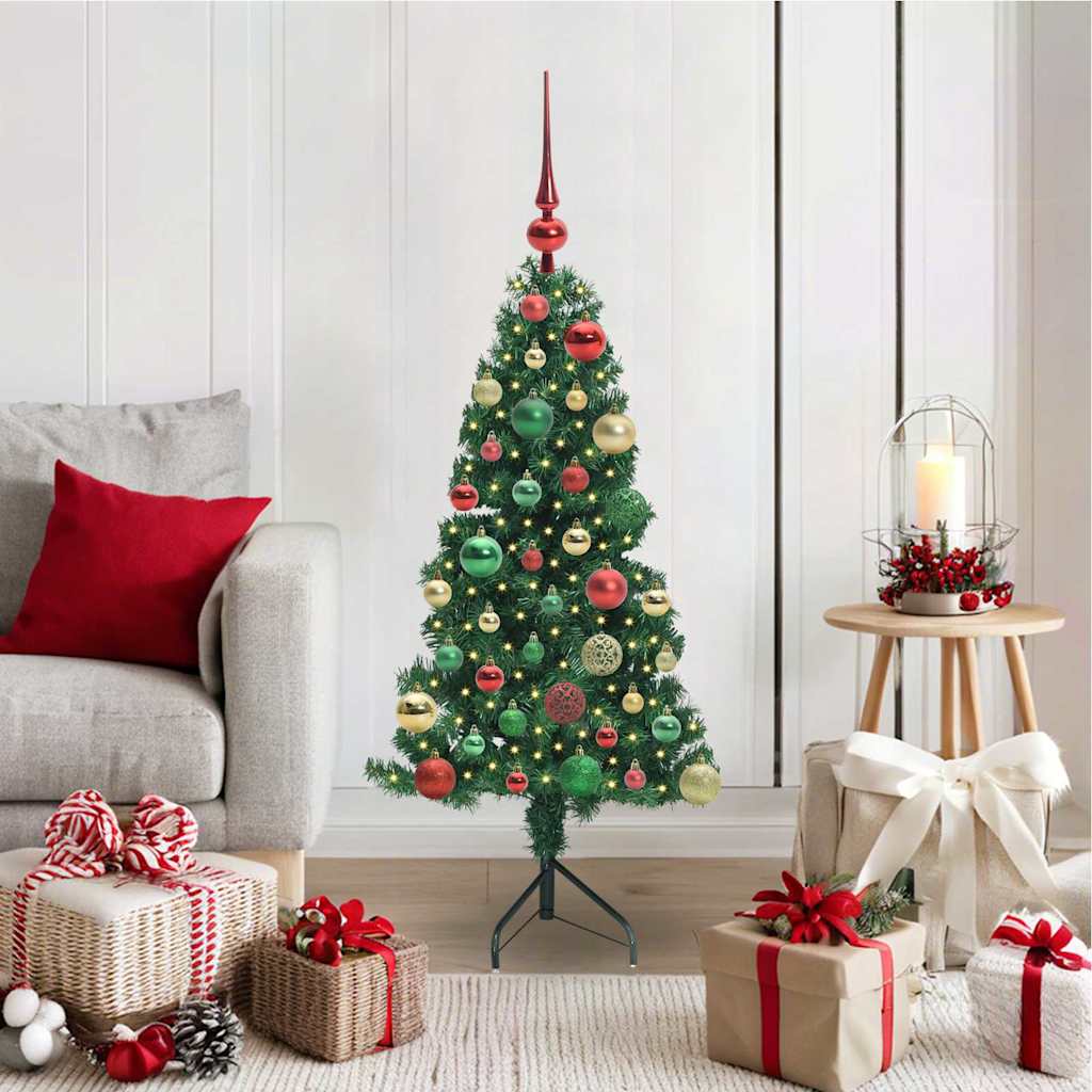 vidaXL Hoek Kunstkerstboom met 150 LED Groen 150 cm PVC en Metaal
