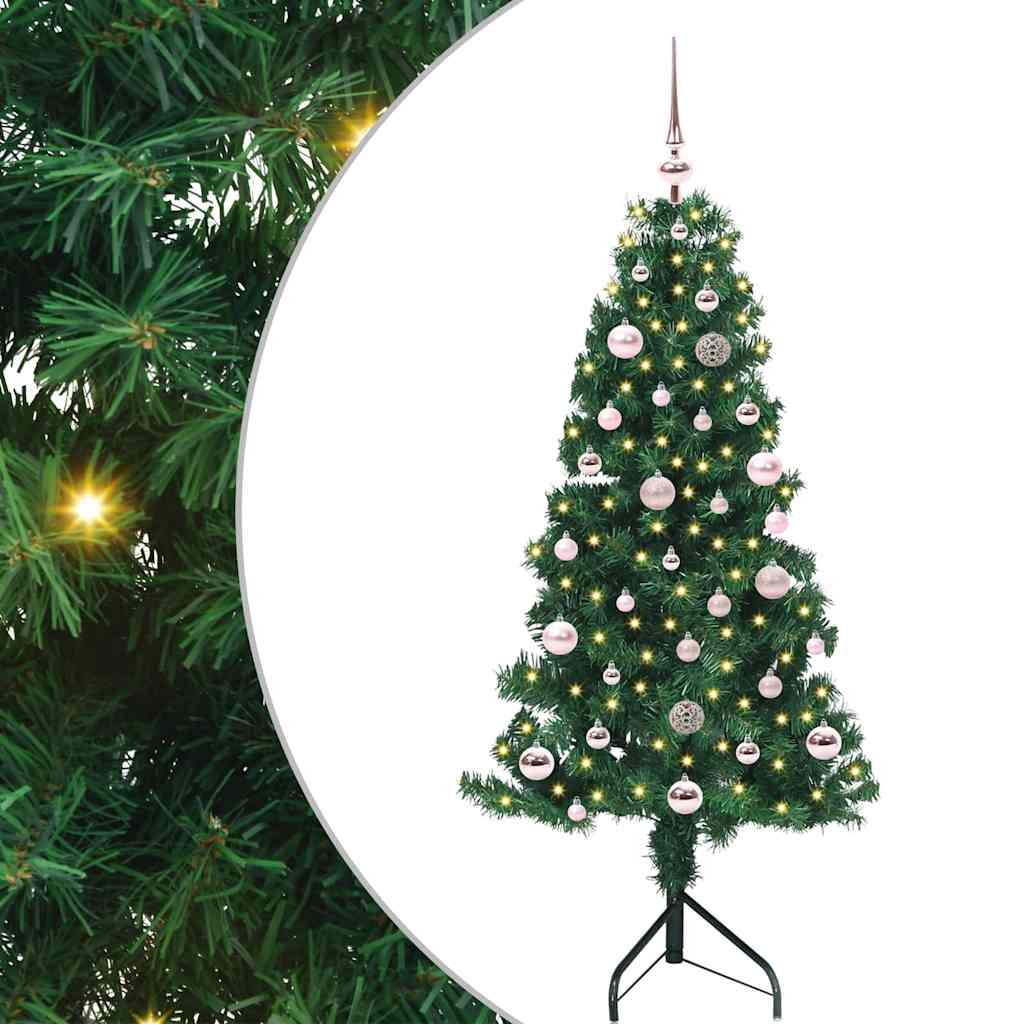 vidaXL Hoek Kunstkerstboom met 150 LED Groen 150 cm PVC en Metaal