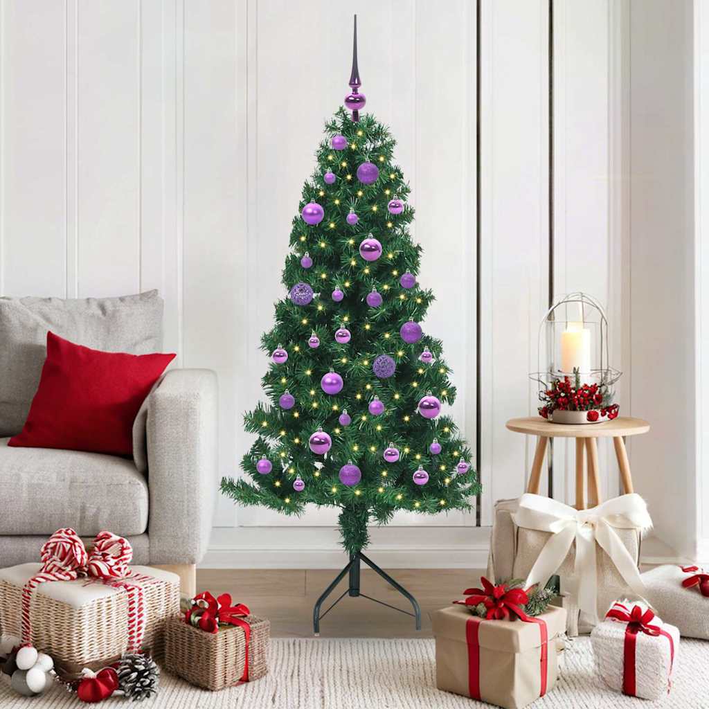 vidaXL Hoek Kunstkerstboom met 150 LED Groen 150 cm PVC en Metaal