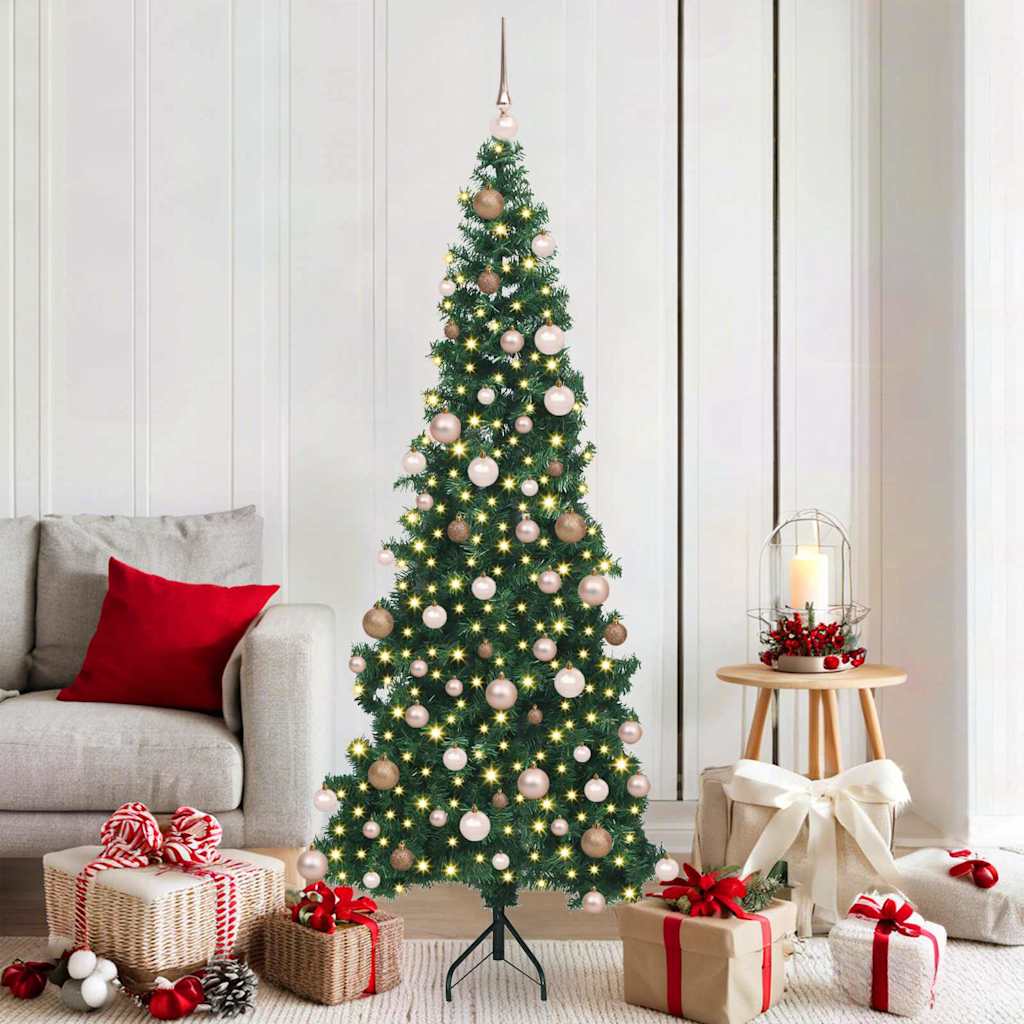 vidaXL Hoek Kunstkerstboom met 150 LED Groen 150 cm PVC en Metaal
