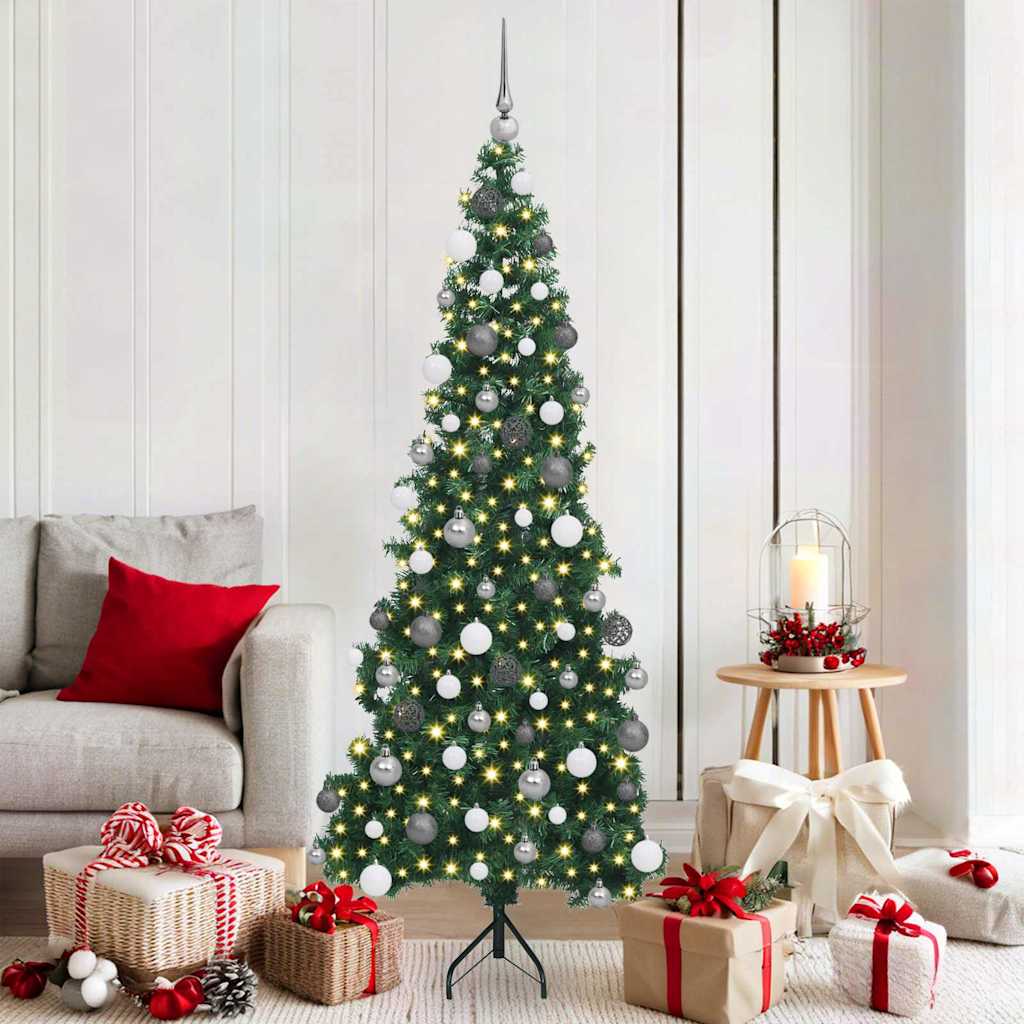 vidaXL Hoek Kunstkerstboom met 150 LED Groen 150 cm PVC en Metaal