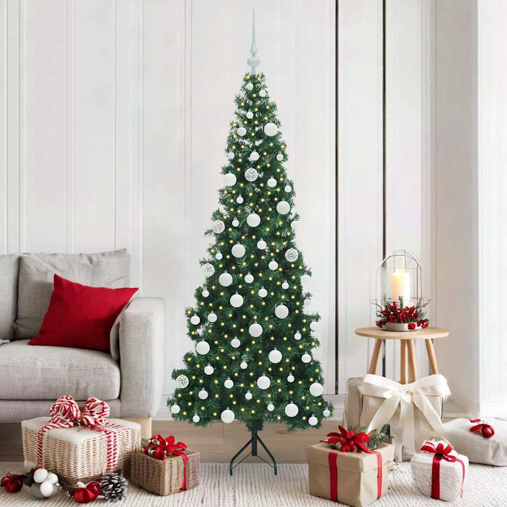 vidaXL Hoek Kunstkerstboom met 150 LED Groen 150 cm PVC en Metaal