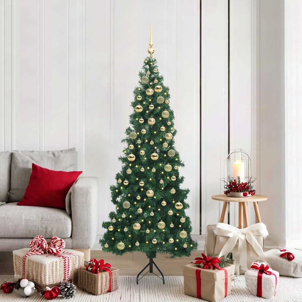 vidaXL Hoek Kunstkerstboom met 150 LED Groen 150 cm PVC en Metaal