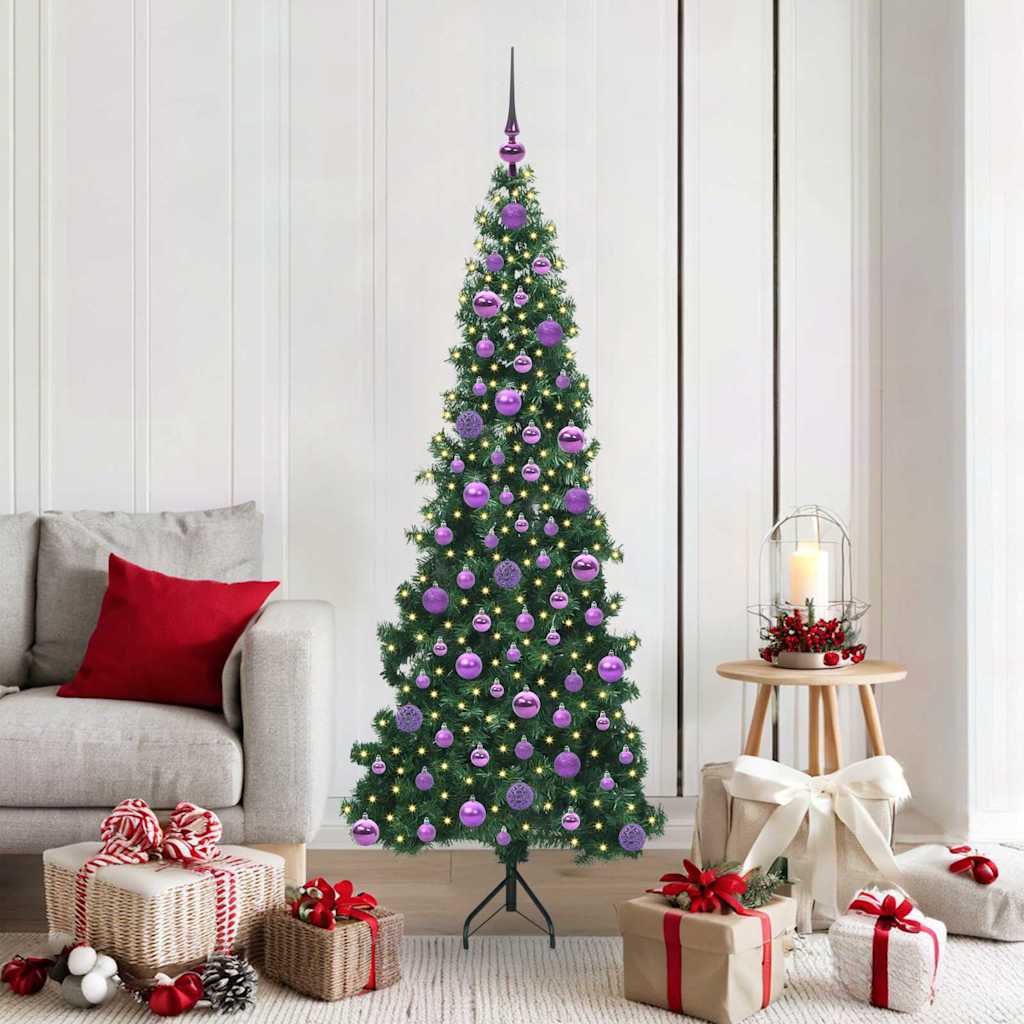 vidaXL Hoek Kunstkerstboom met 150 LED Groen 150 cm PVC en Metaal