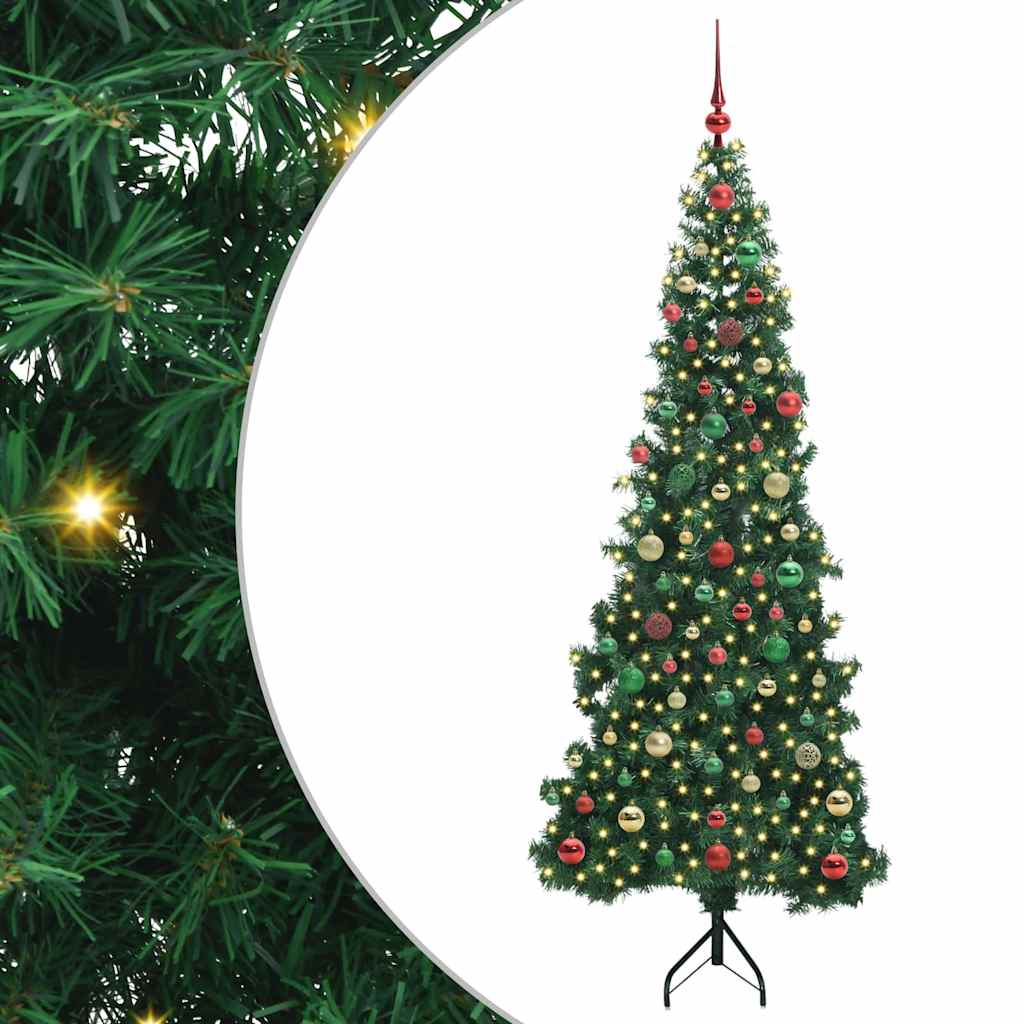 vidaXL Hoek Kunstkerstboom met 150 LED Groen 150 cm PVC en Metaal