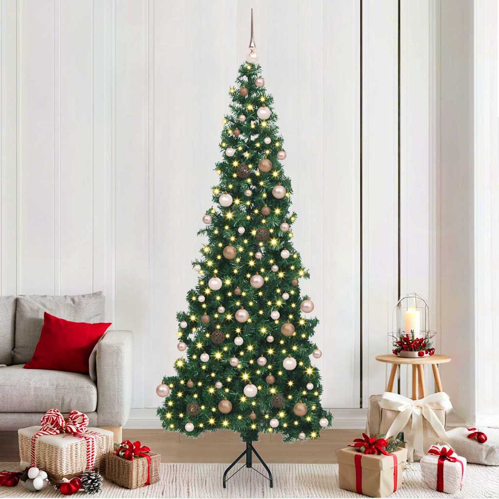 vidaXL Hoek Kunstkerstboom met 150 LED Groen 150 cm PVC en Metaal