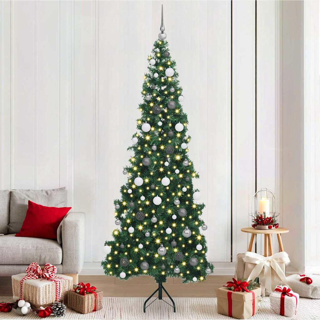 vidaXL Hoek Kunstkerstboom met 150 LED Groen 150 cm PVC en Metaal