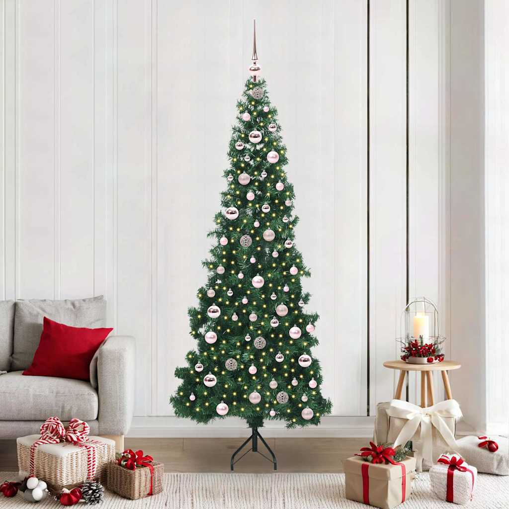 vidaXL Hoek Kunstkerstboom met 150 LED Groen 150 cm PVC en Metaal