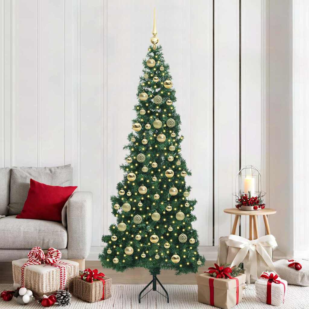 vidaXL Hoek Kunstkerstboom met 150 LED Groen 150 cm PVC en Metaal