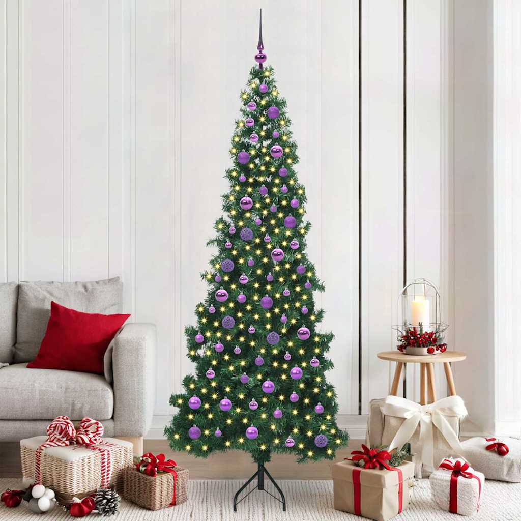 vidaXL Hoek Kunstkerstboom met 150 LED Groen 150 cm PVC en Metaal