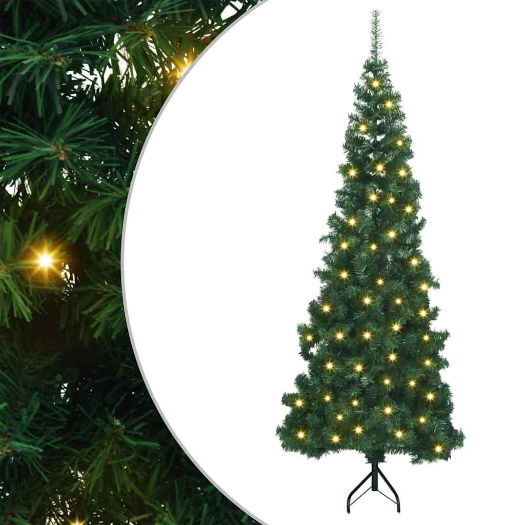 vidaXL Hoek Kunstkerstboom met 150 LED Groen 150 cm PVC en Metaal