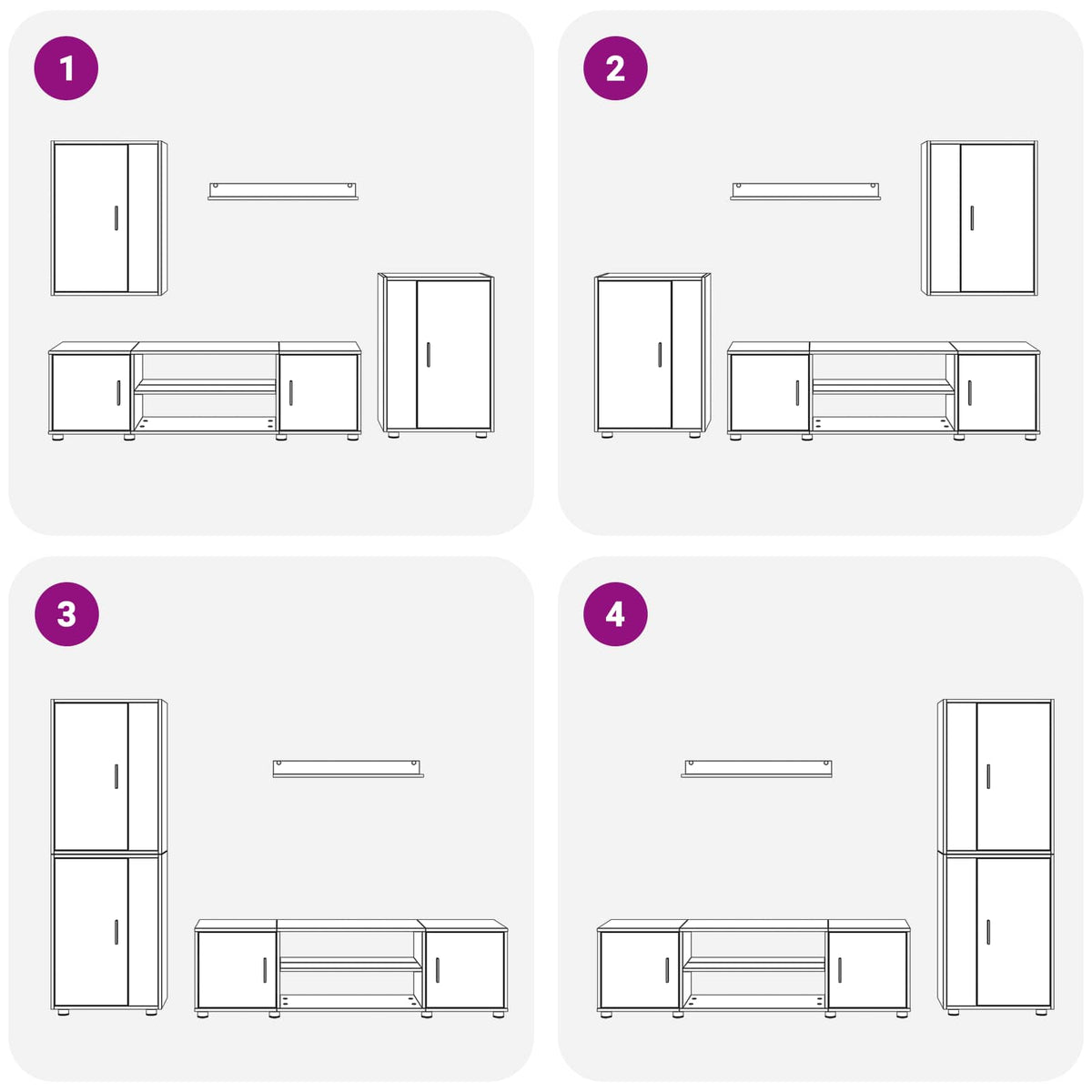 vidaXL 4 Delige TV Kast Set 4 pcs Zwart eiken Bewerkt hout