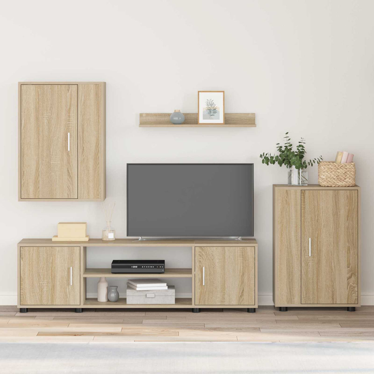 vidaXL 4 Delige TV Kast Set 4 pcs Zwart eiken Bewerkt hout