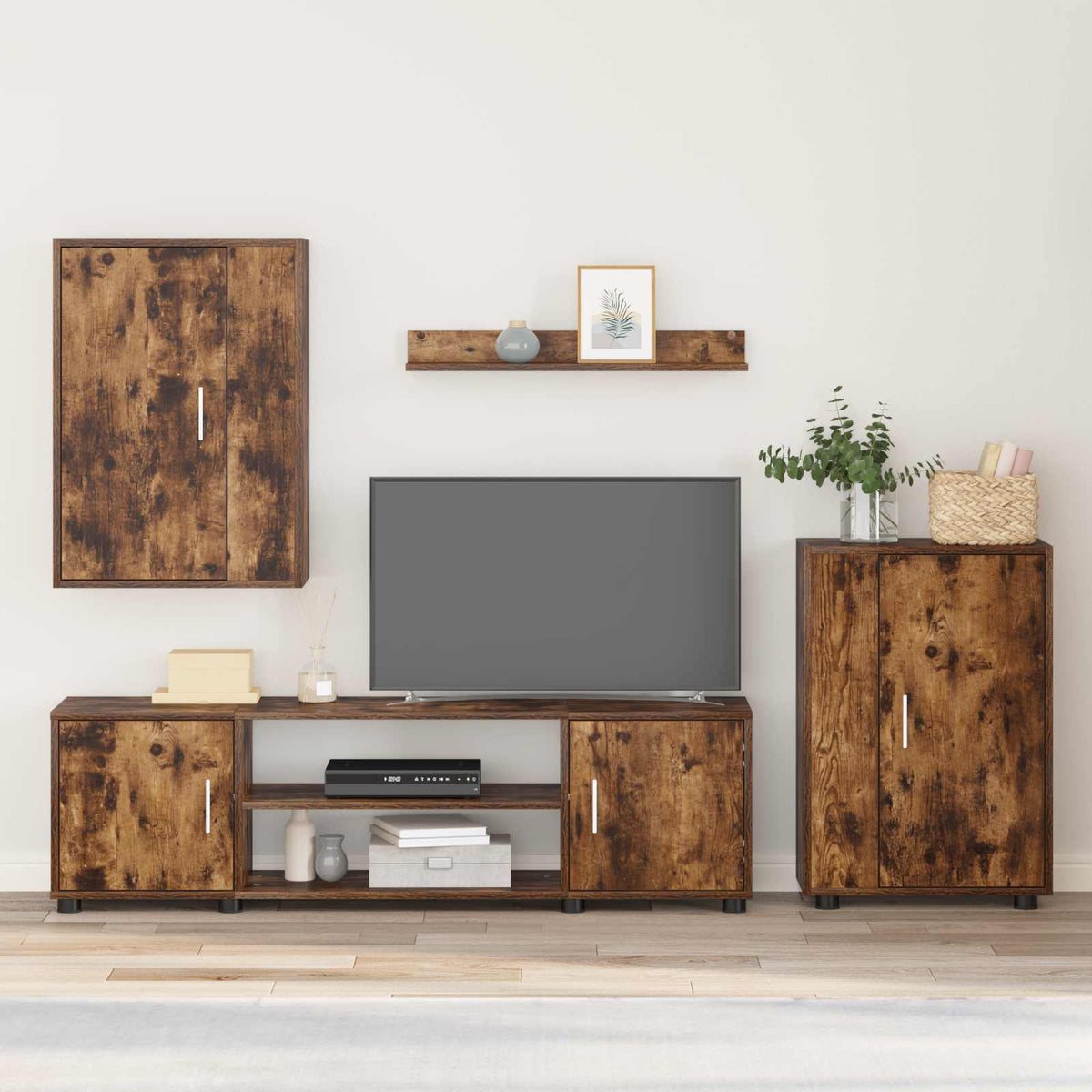 vidaXL 4 Delige TV Kast Set 4 pcs Zwart eiken Bewerkt hout