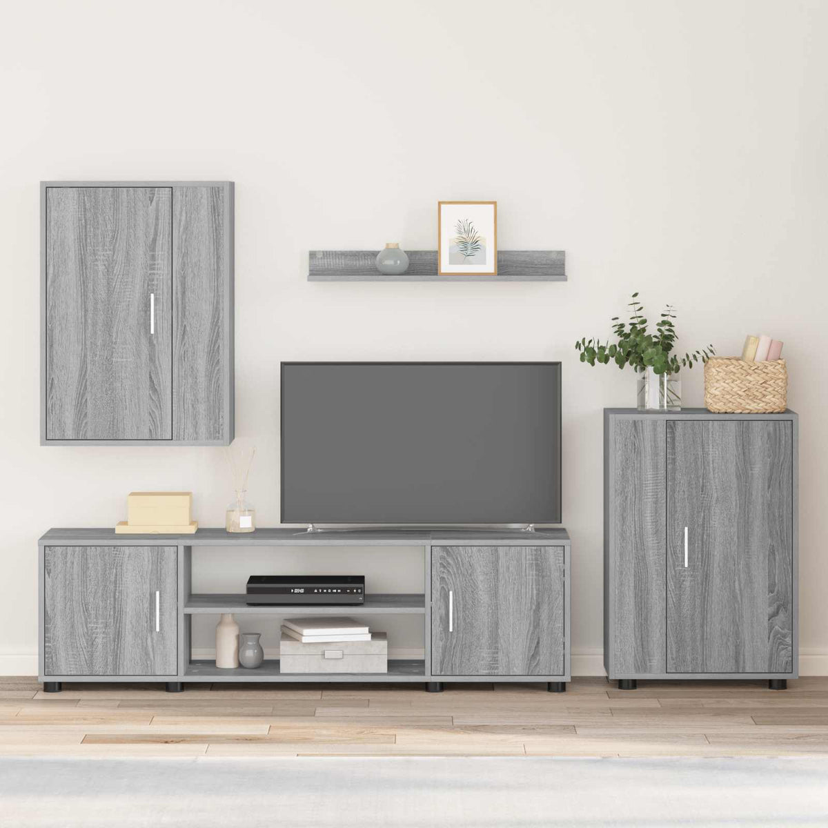 vidaXL 4 Delige TV Kast Set 4 pcs Zwart eiken Bewerkt hout
