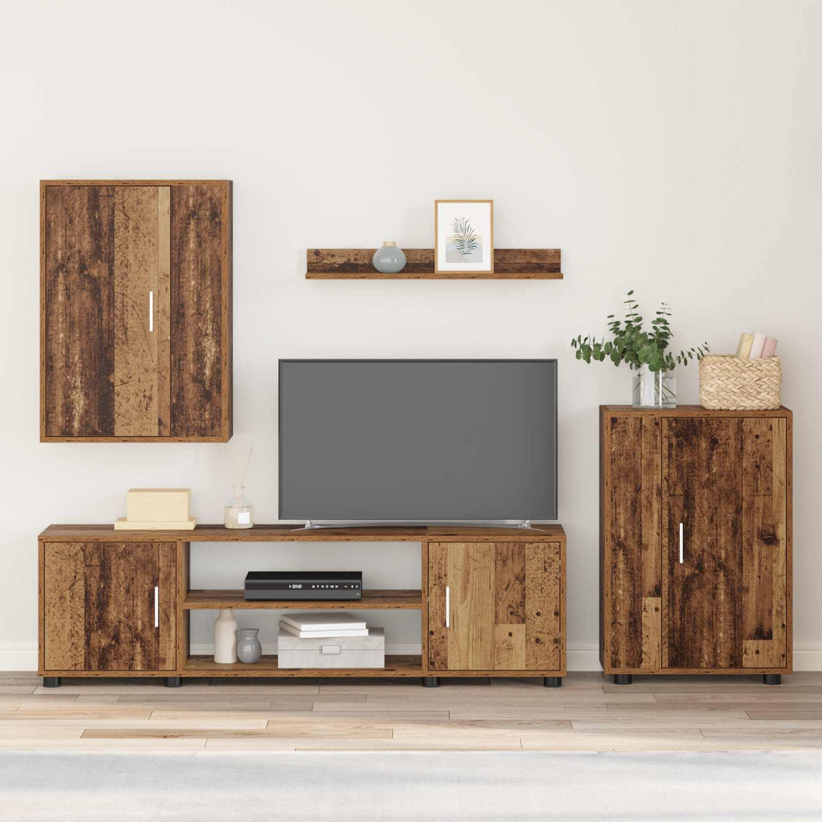 vidaXL 4 Delige TV Kast Set 4 pcs Zwart eiken Bewerkt hout