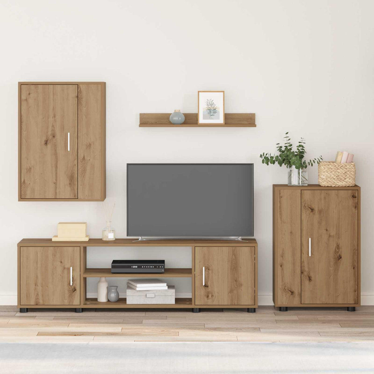 vidaXL 4 Delige TV Kast Set 4 pcs Zwart eiken Bewerkt hout