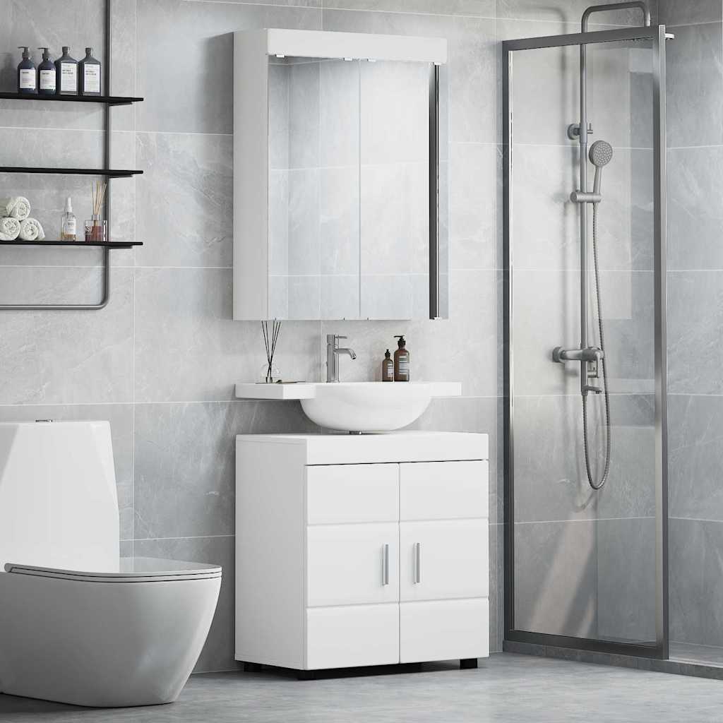 vidaXL Badkamer wastafelkast Wit 60 x 34 x 63 cm Bewerkt hout