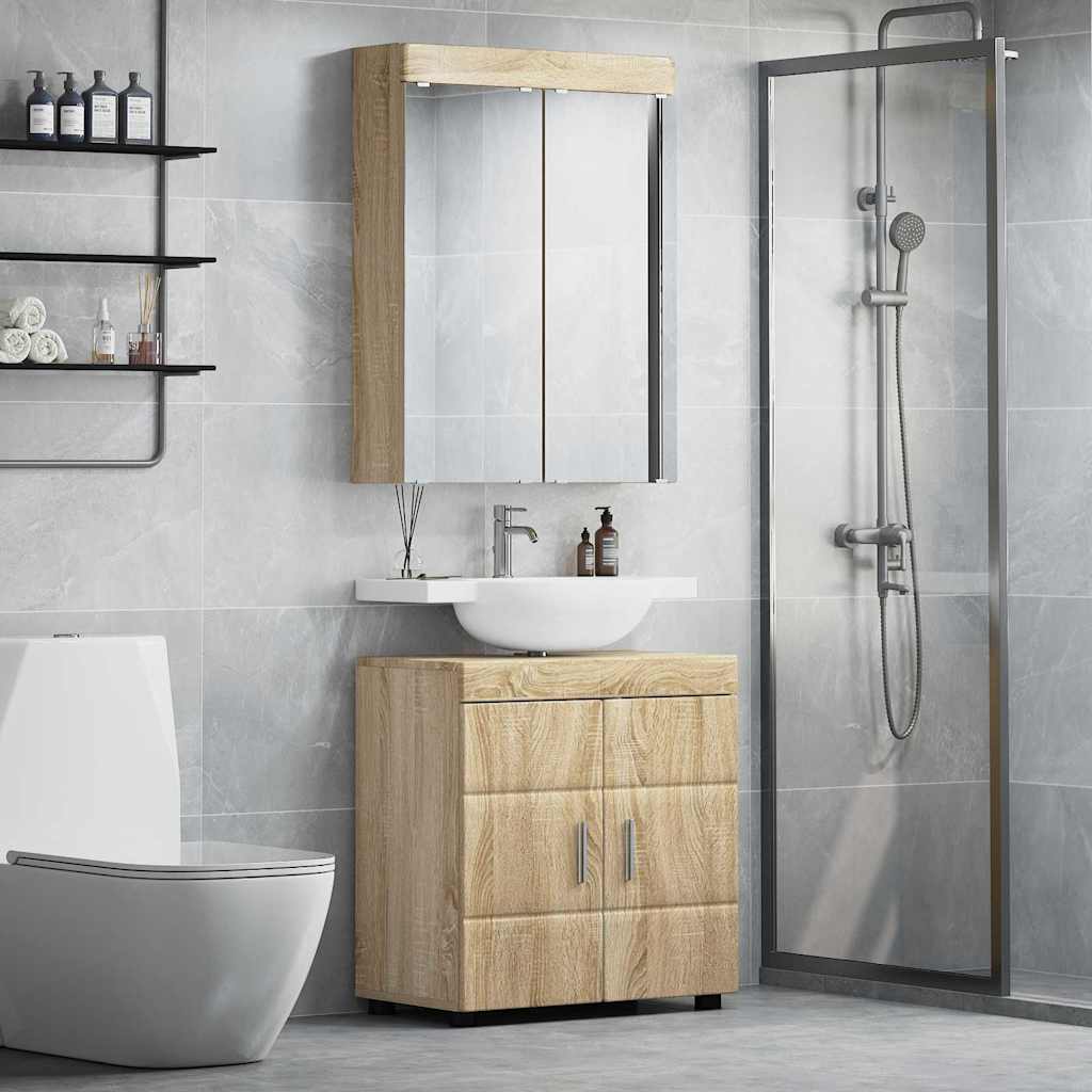 vidaXL Badkamer wastafelkast Wit 60 x 34 x 63 cm Bewerkt hout