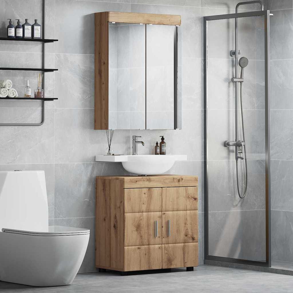 vidaXL Badkamer wastafelkast Wit 60 x 34 x 63 cm Bewerkt hout