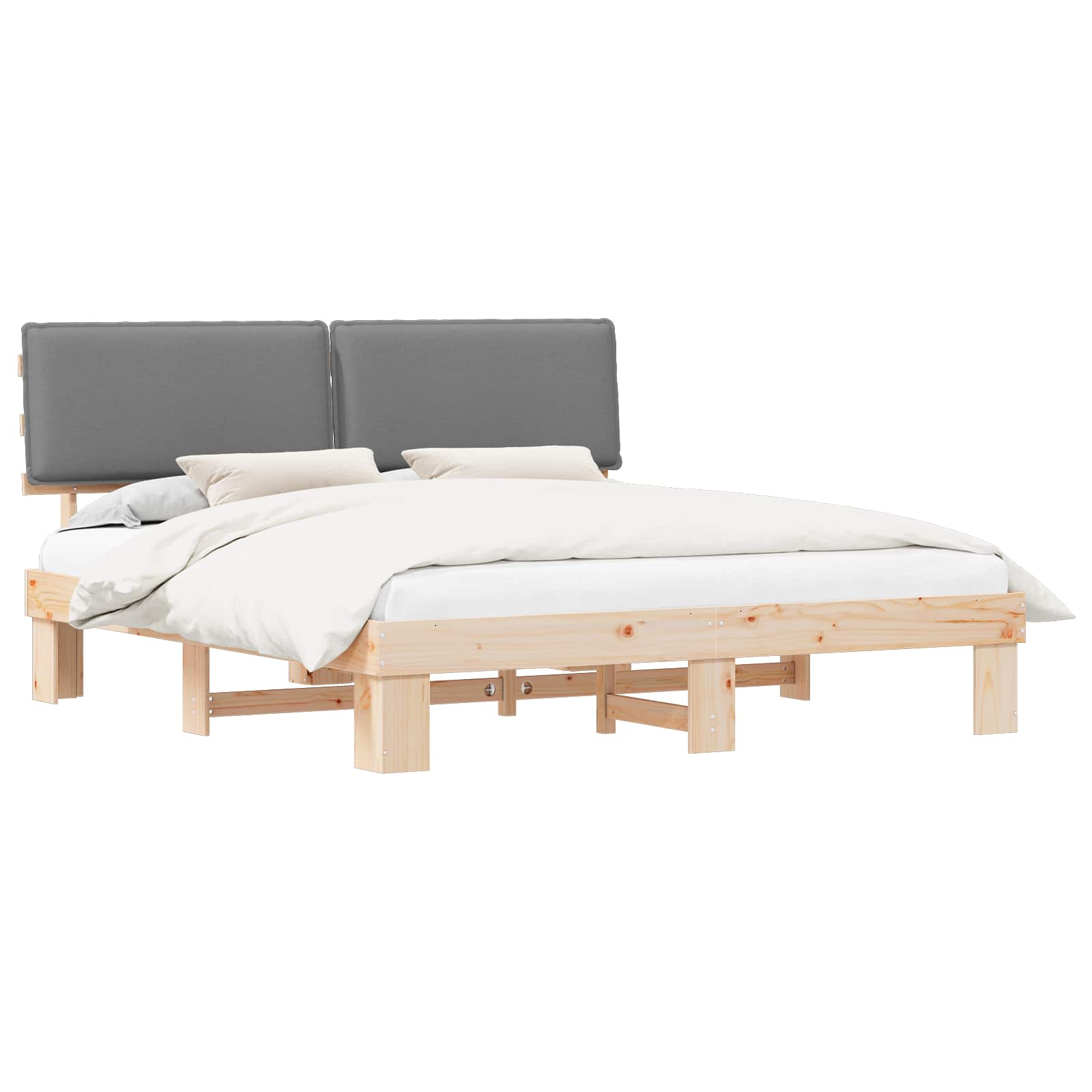 vidaXL Bedframe met Gevoerd Hoofdgedeelte Lichtgrijs 200 x 200 cm