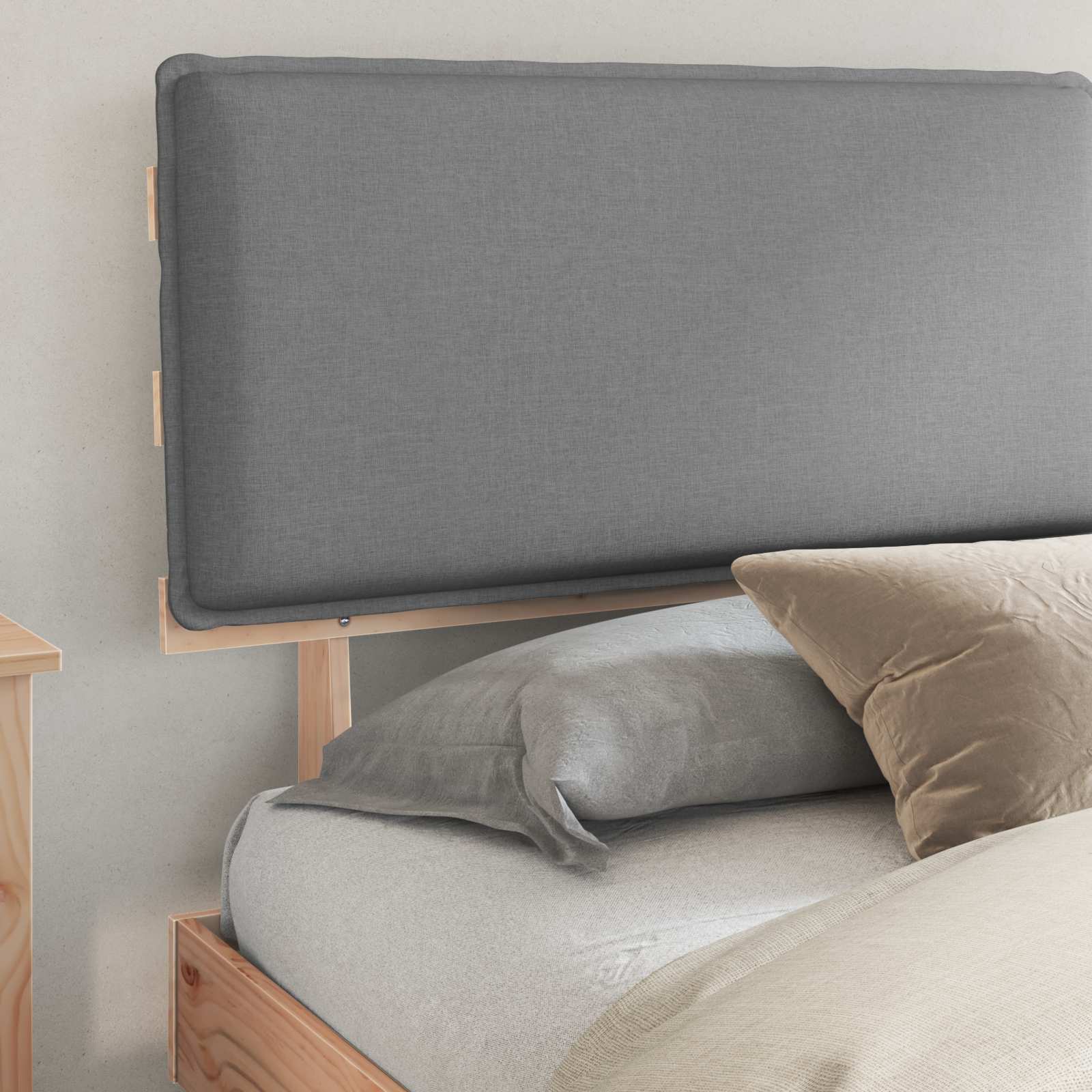 vidaXL Bedframe met Gevoerd Hoofdgedeelte Lichtgrijs 200 x 200 cm