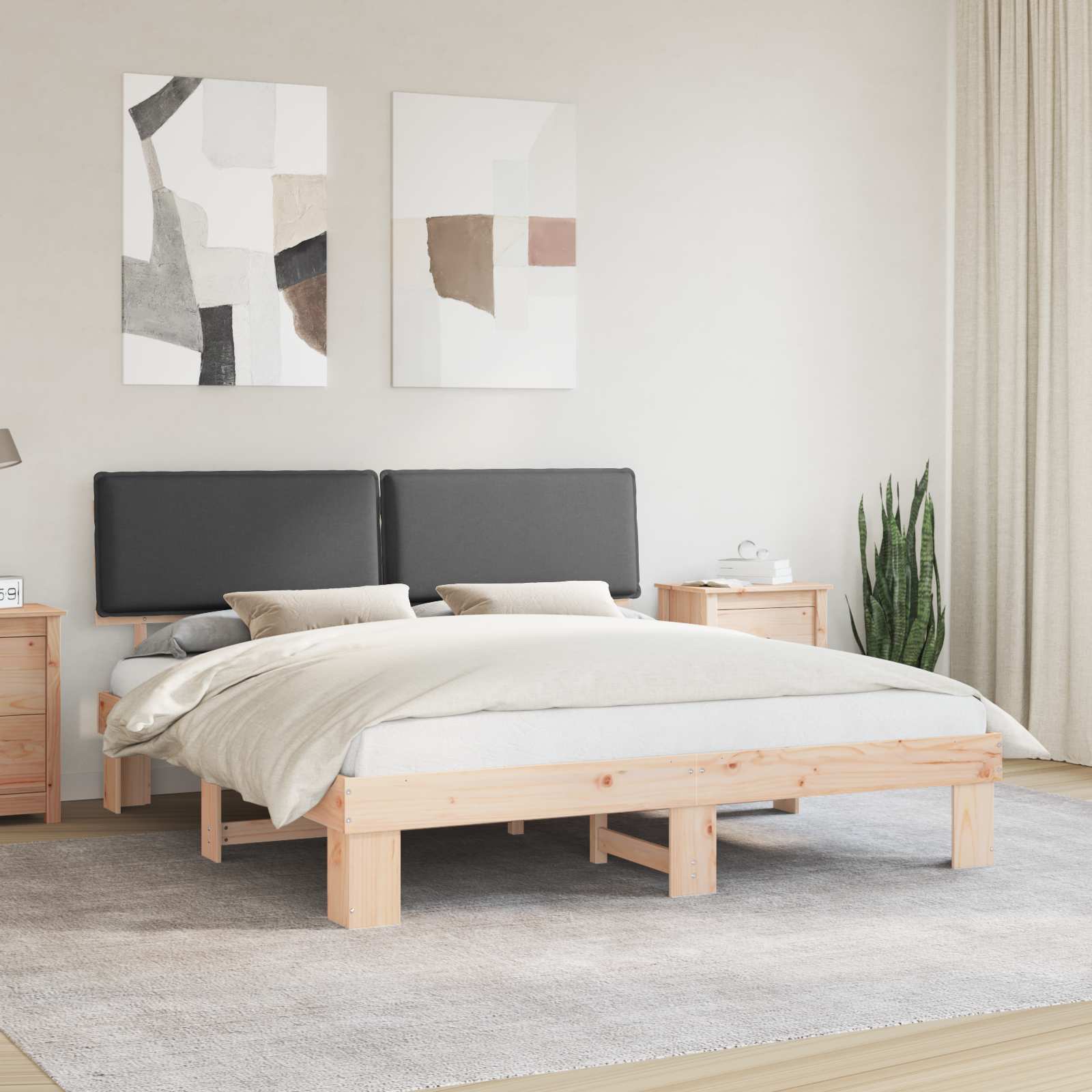 vidaXL Bedframe met Gevoerd Hoofdgedeelte Lichtgrijs 200 x 200 cm