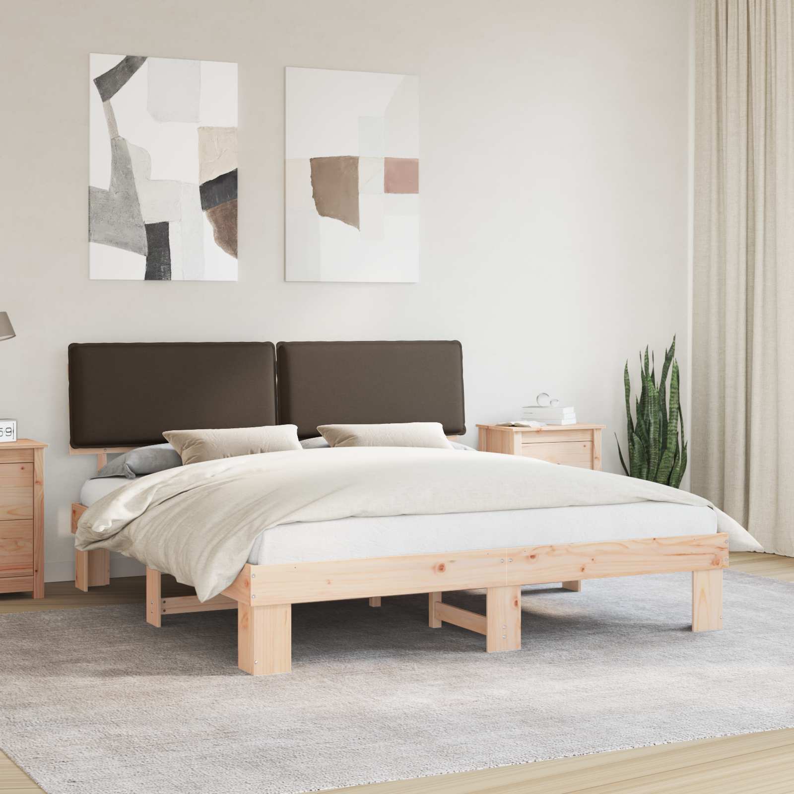 vidaXL Bedframe met Gevoerd Hoofdgedeelte Lichtgrijs 200 x 200 cm