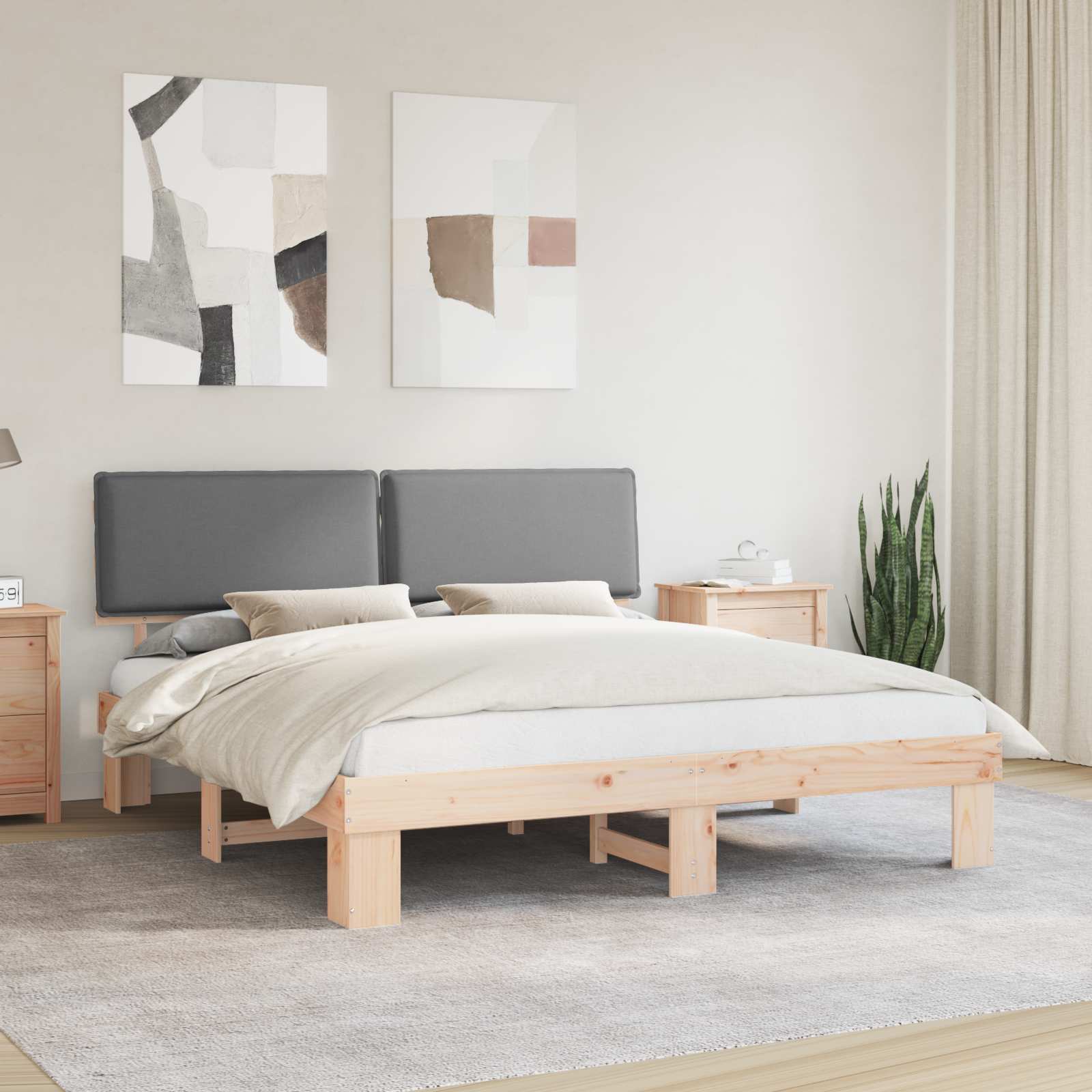 vidaXL Bedframe met Gevoerd Hoofdgedeelte Lichtgrijs 200 x 200 cm