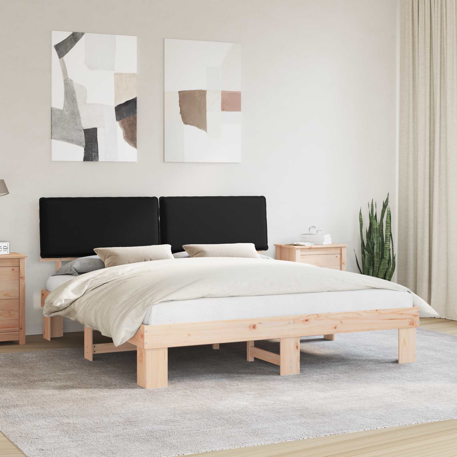 vidaXL Bedframe met Gevoerd Hoofdgedeelte Lichtgrijs 200 x 200 cm
