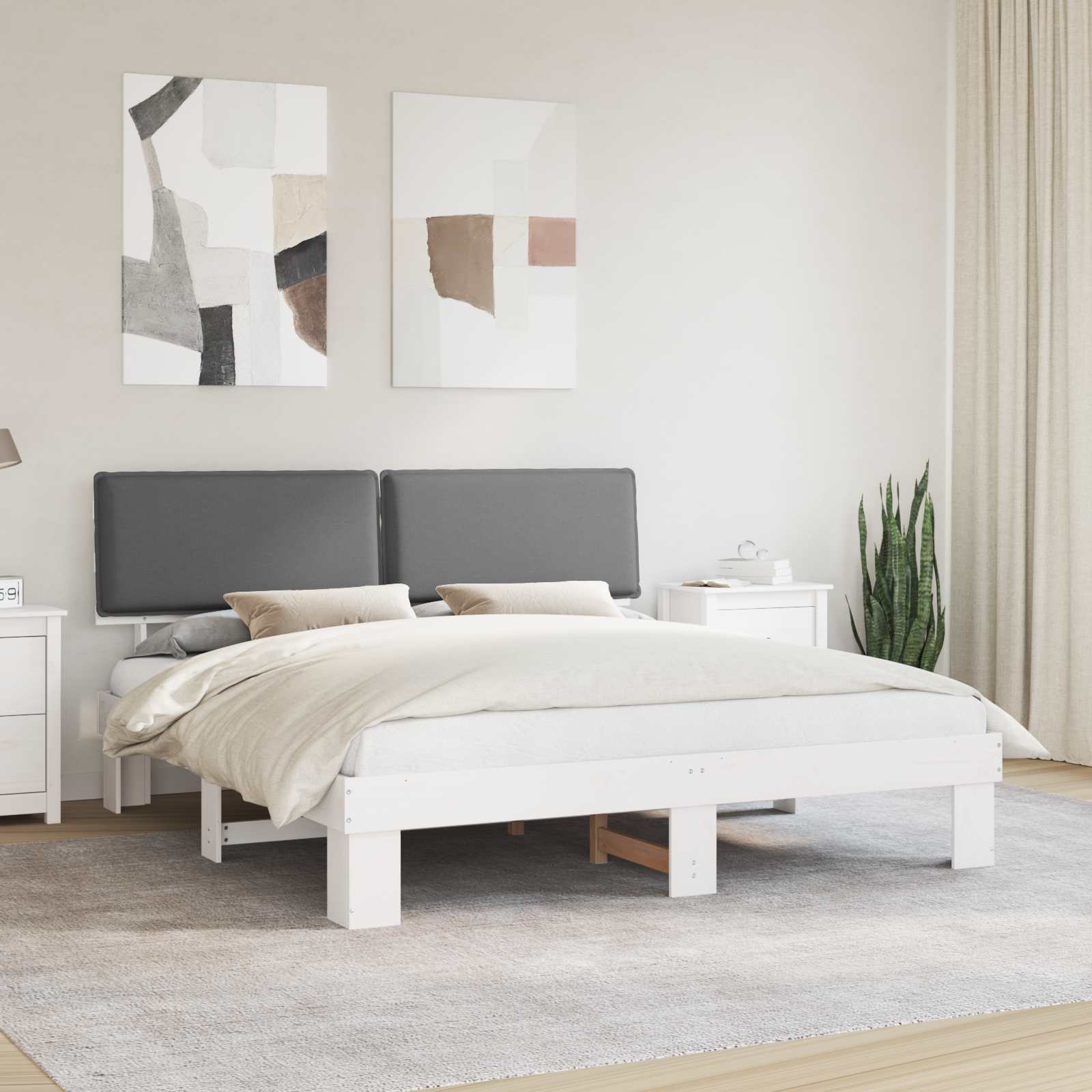 vidaXL Bedframe met Gevoerd Hoofdgedeelte Lichtgrijs 200 x 200 cm