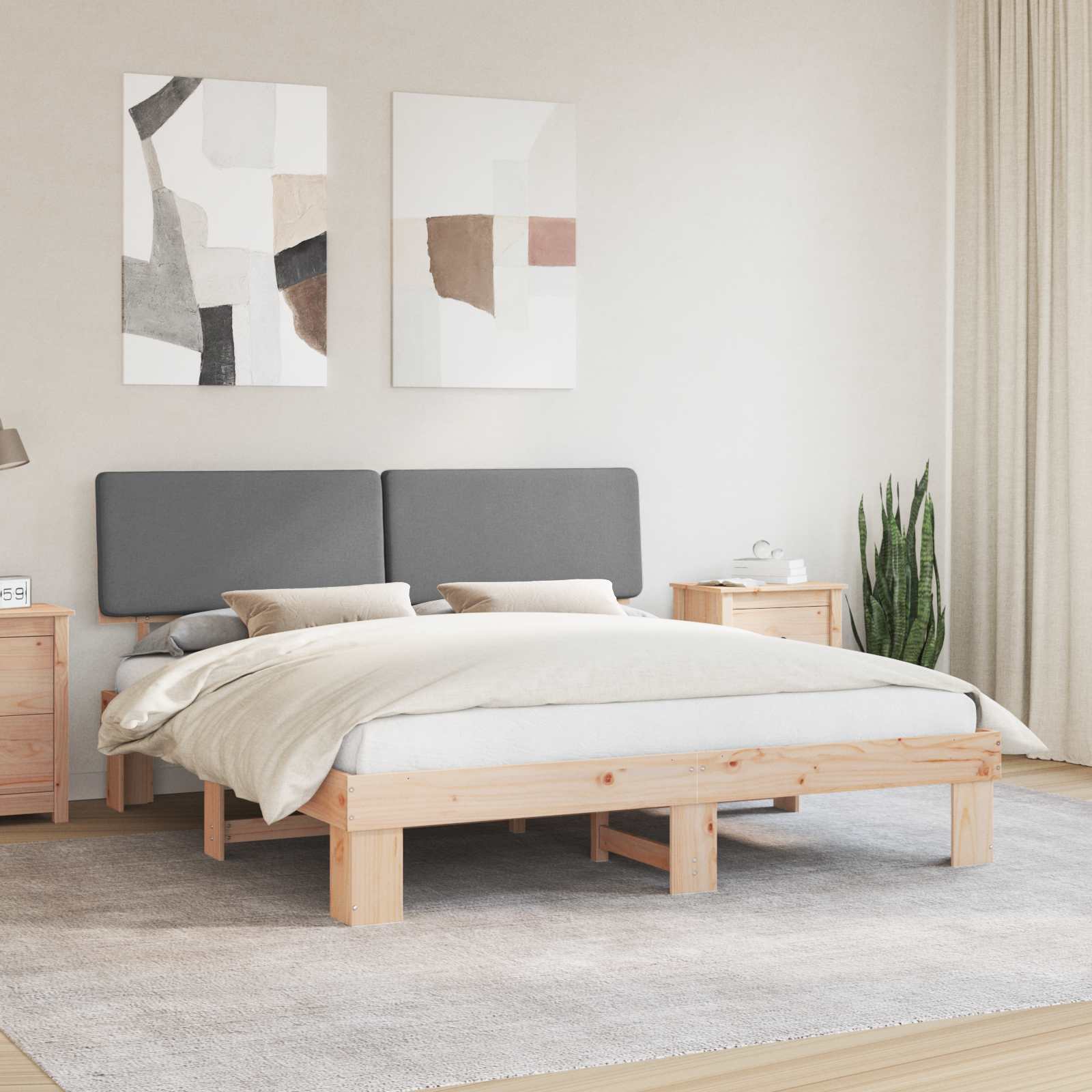 vidaXL Bedframe met Gevoerd Hoofdgedeelte Lichtgrijs 180 x 200 cm