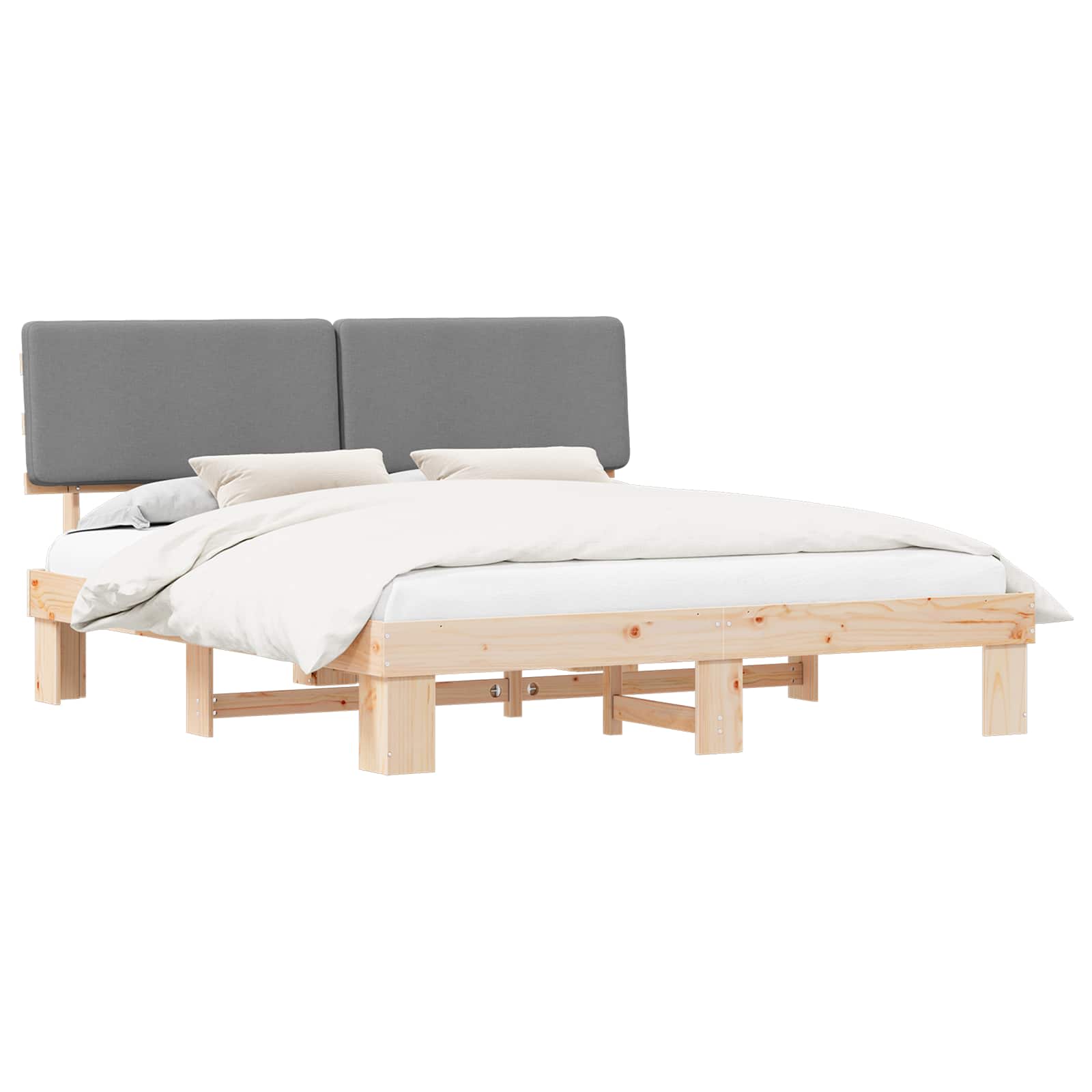 vidaXL Bedframe met Gevoerd Hoofdgedeelte Lichtgrijs 180 x 200 cm