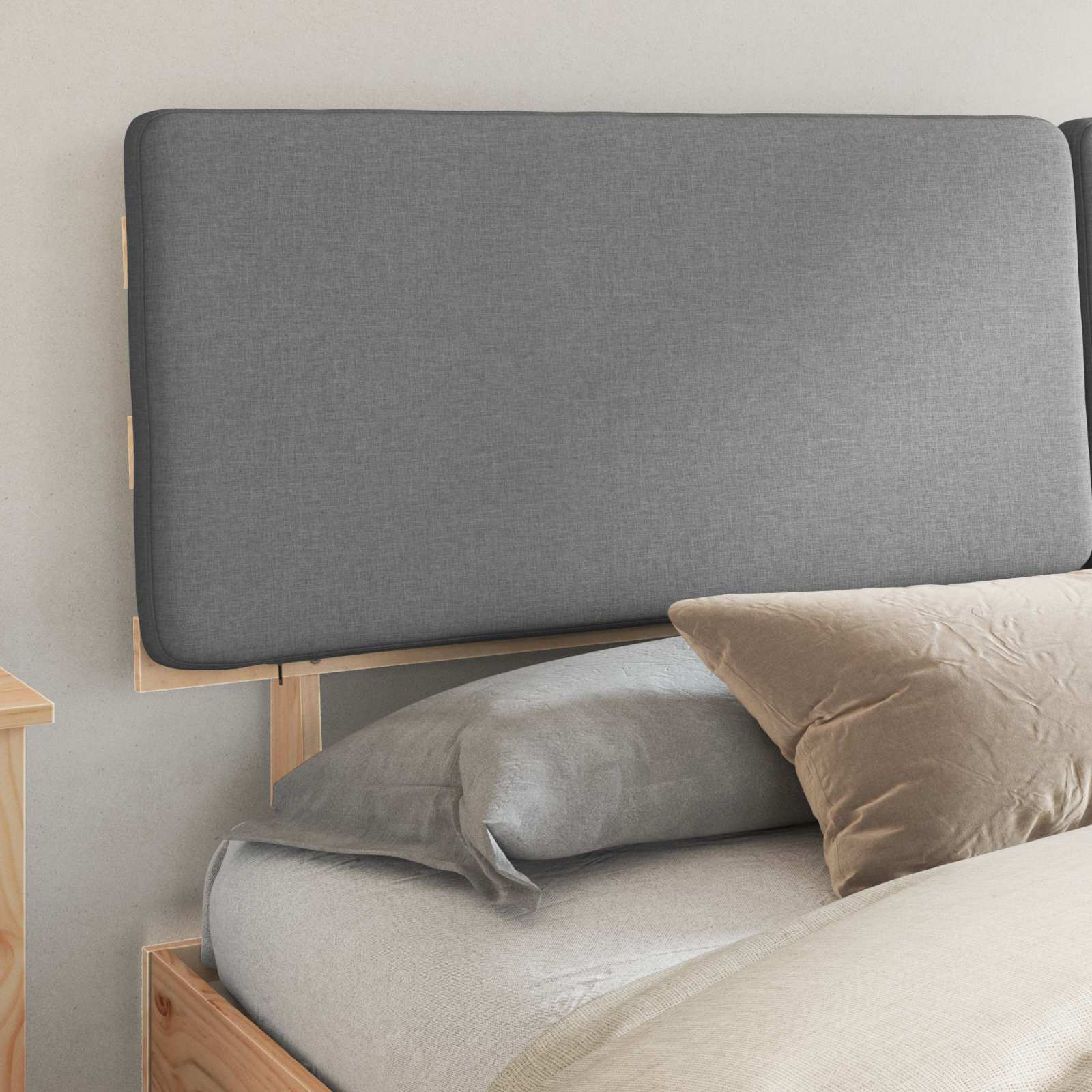 vidaXL Bedframe met Gevoerd Hoofdgedeelte Lichtgrijs 180 x 200 cm