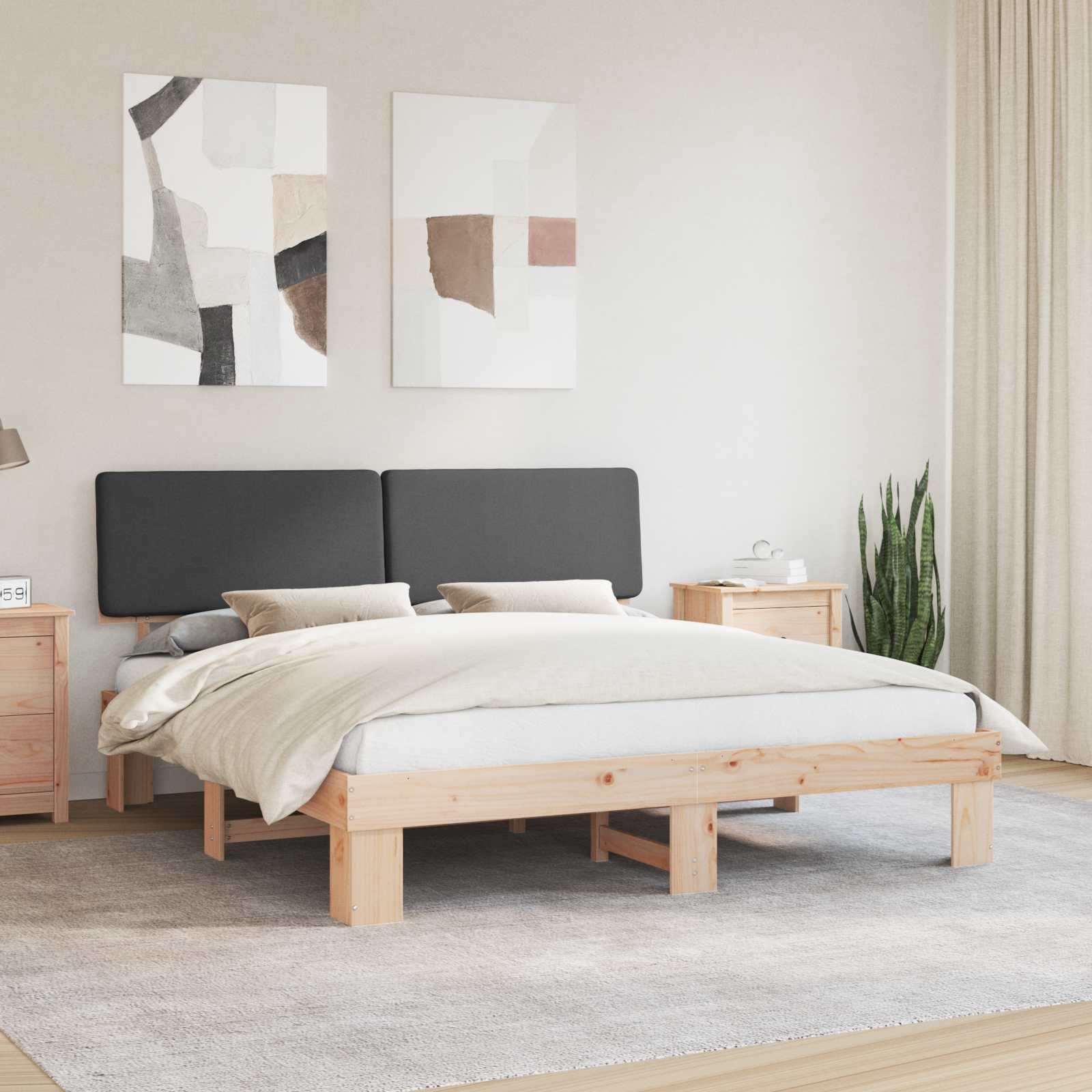 vidaXL Bedframe met Gevoerd Hoofdgedeelte Lichtgrijs 180 x 200 cm
