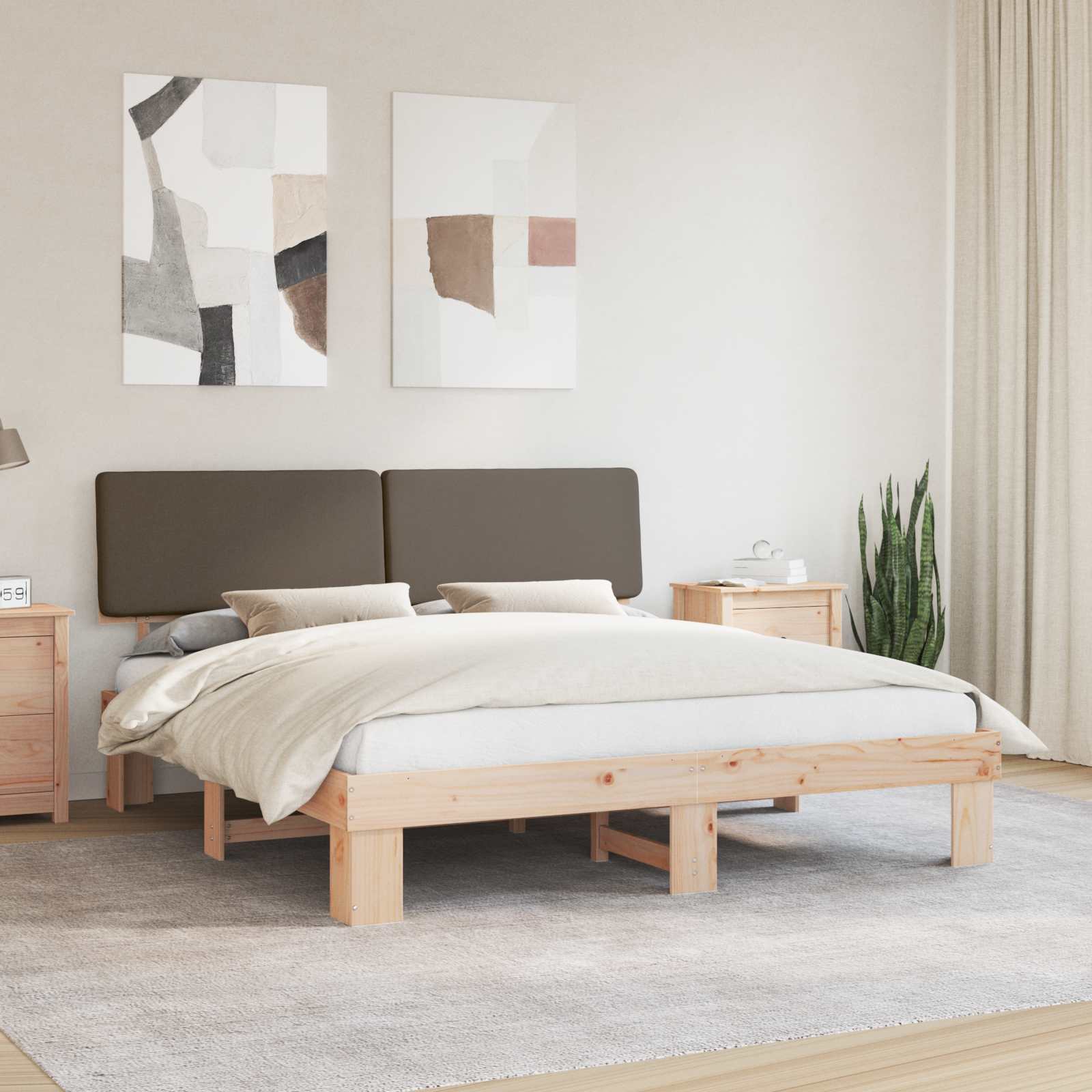 vidaXL Bedframe met Gevoerd Hoofdgedeelte Lichtgrijs 180 x 200 cm