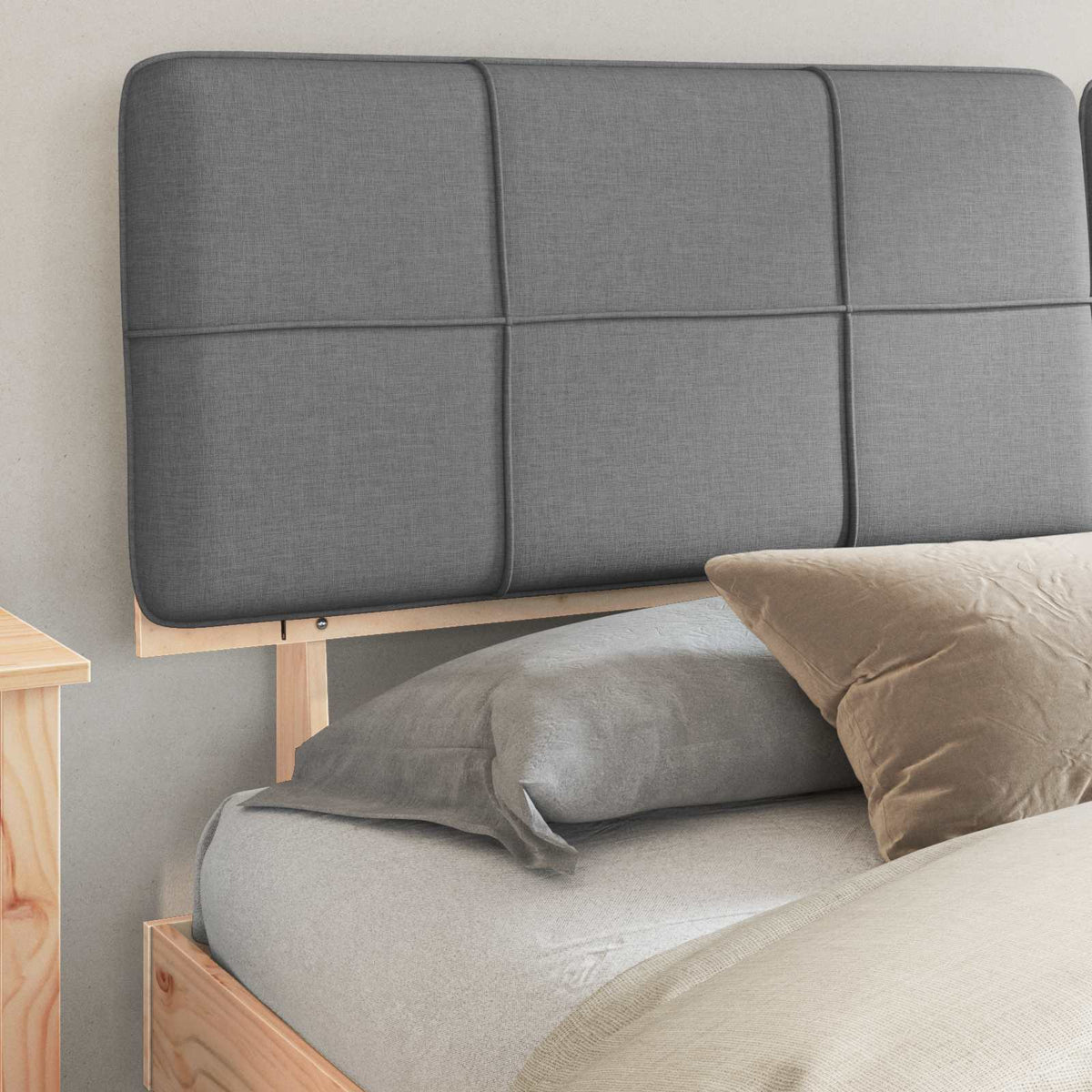 vidaXL Bedframe met Gevoerd Hoofdgedeelte Lichtgrijs 200 x 200 cm