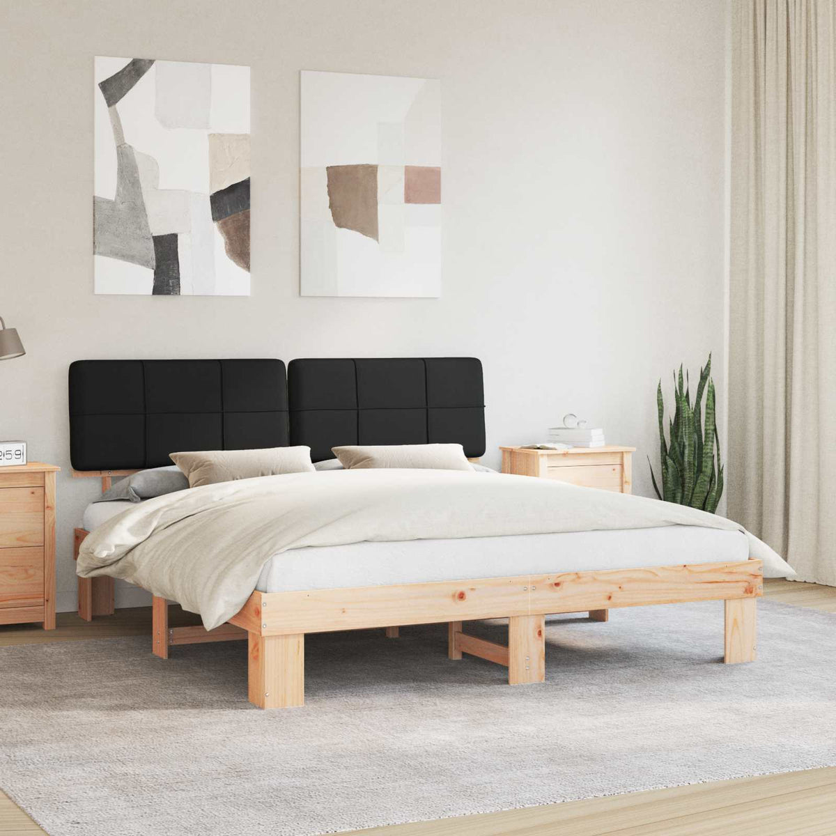 vidaXL Bedframe met Gevoerd Hoofdgedeelte Lichtgrijs 200 x 200 cm
