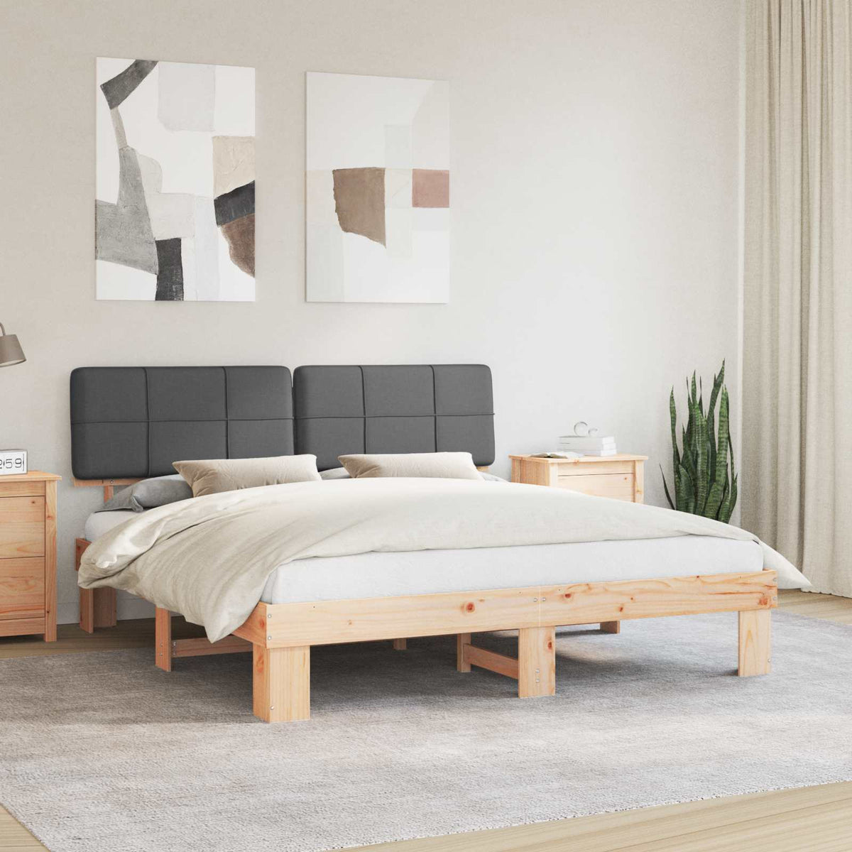 vidaXL Bedframe met Gevoerd Hoofdgedeelte Lichtgrijs 200 x 200 cm