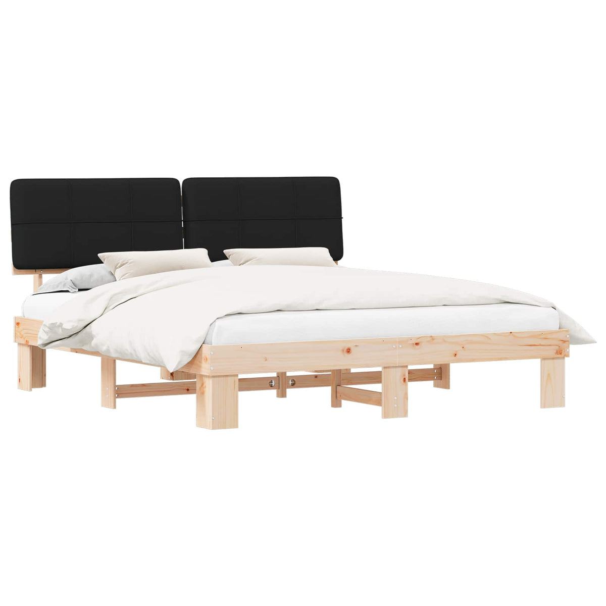 vidaXL Bedframe met Gevoerd Hoofdgedeelte Lichtgrijs 200 x 200 cm