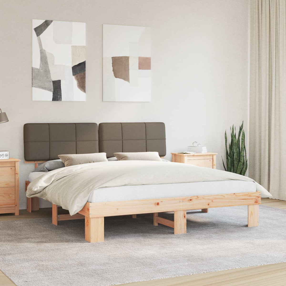 vidaXL Bedframe met Gevoerd Hoofdgedeelte Lichtgrijs 200 x 200 cm