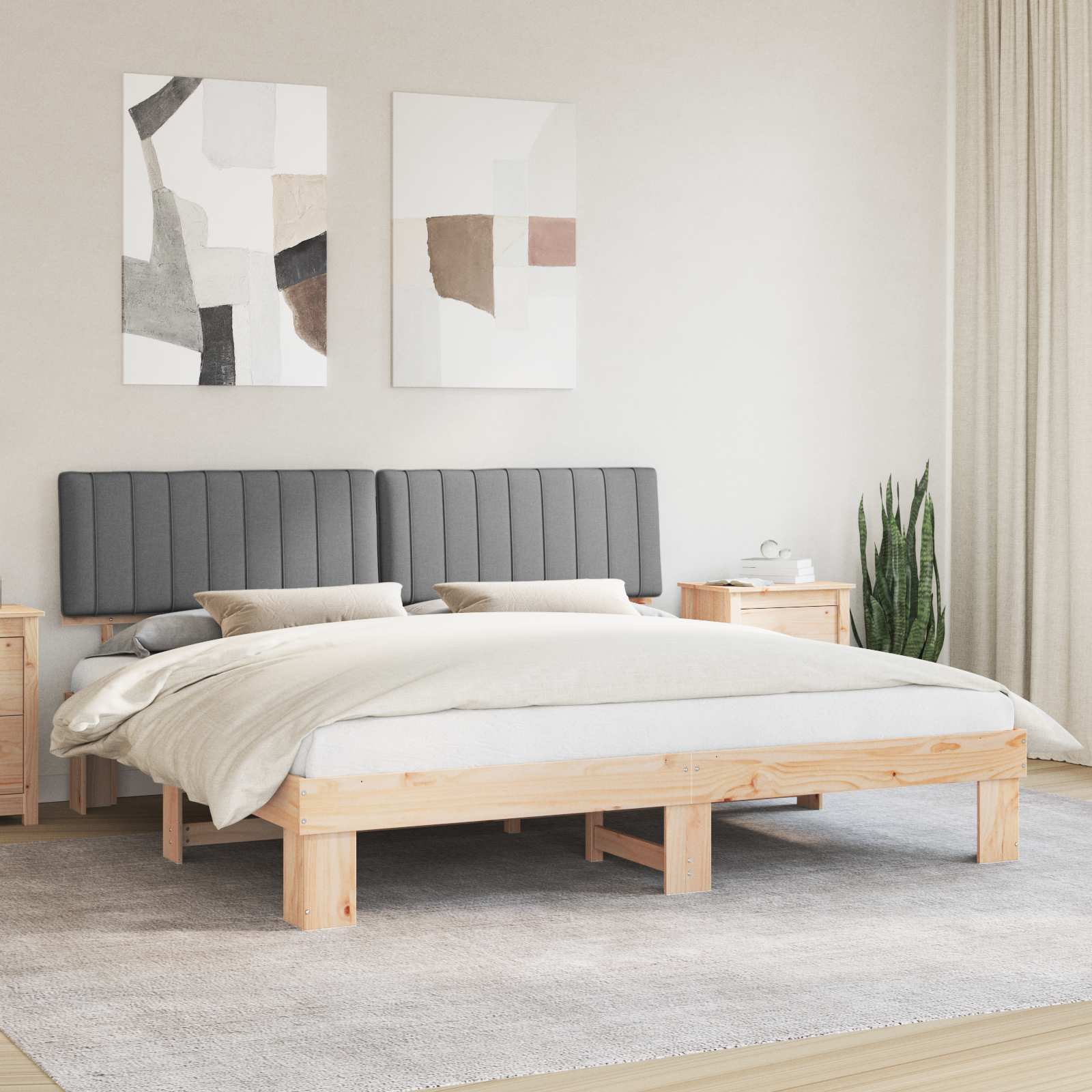 vidaXL Bedframe met Gevoerd Hoofdgedeelte Lichtgrijs 200 x 200 cm