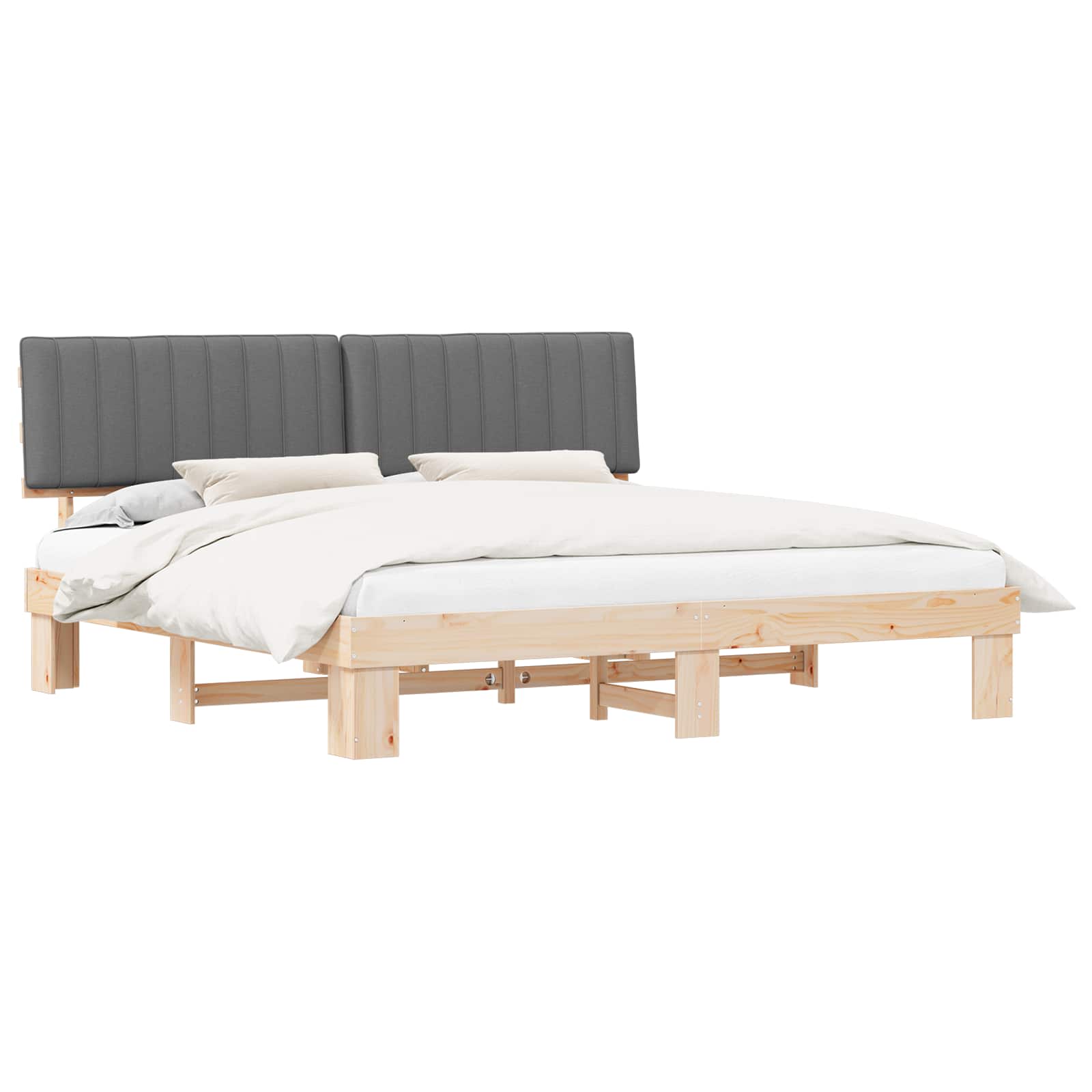 vidaXL Bedframe met Gevoerd Hoofdgedeelte Lichtgrijs 200 x 200 cm