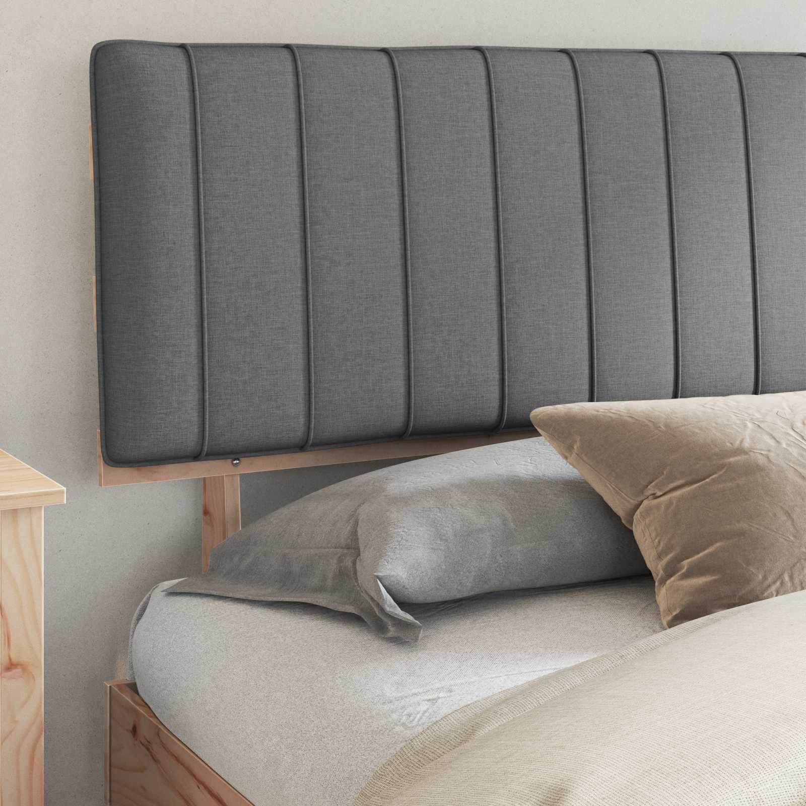 vidaXL Bedframe met Gevoerd Hoofdgedeelte Lichtgrijs 200 x 200 cm