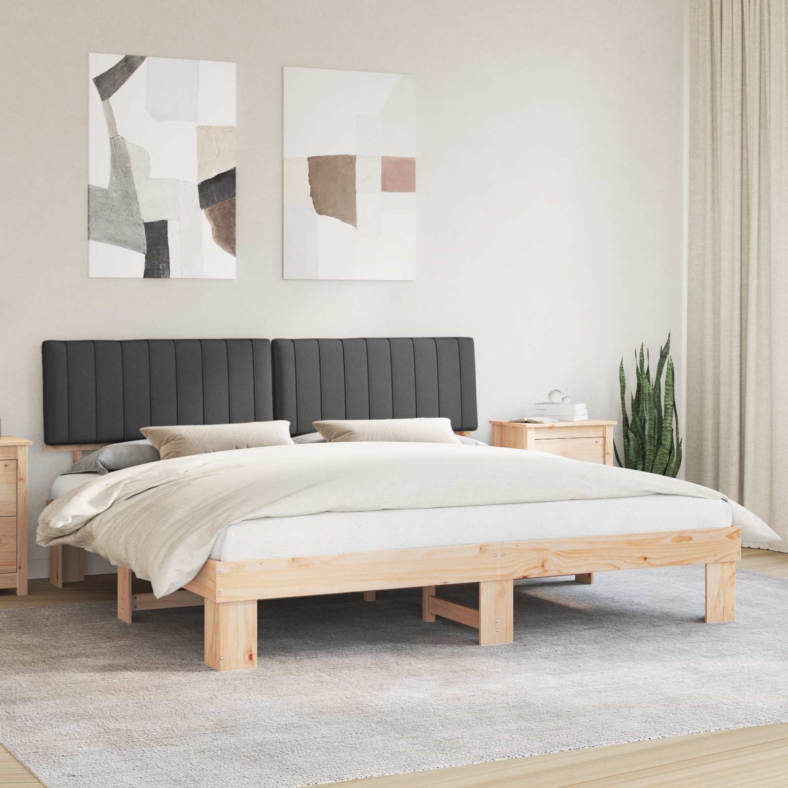 vidaXL Bedframe met Gevoerd Hoofdgedeelte Lichtgrijs 200 x 200 cm