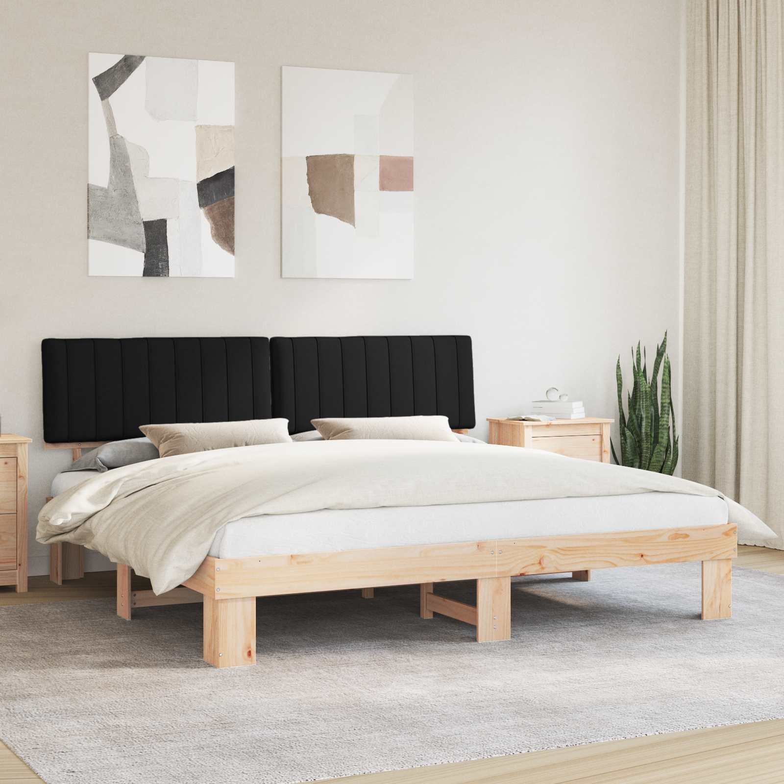 vidaXL Bedframe met Gevoerd Hoofdgedeelte Lichtgrijs 200 x 200 cm