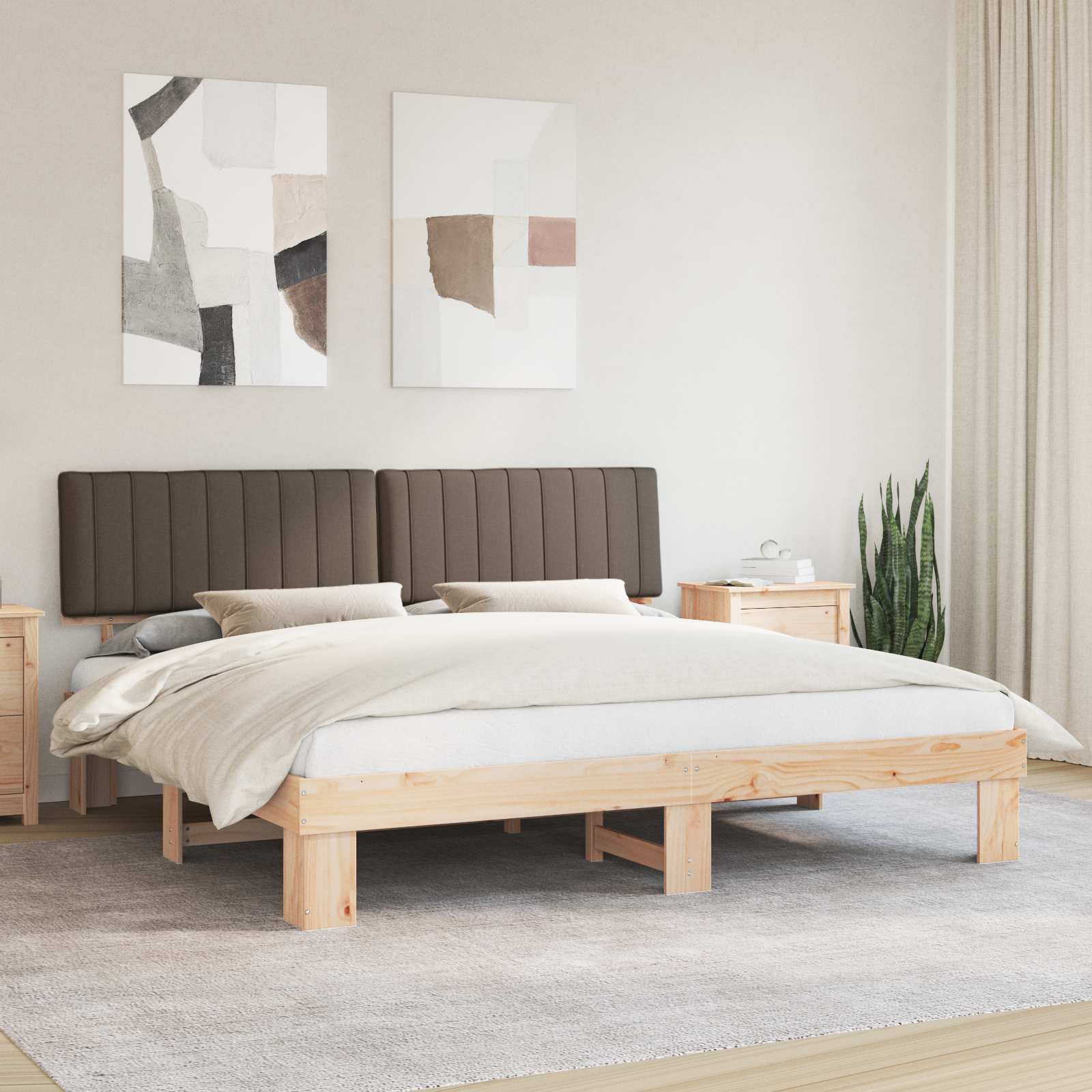 vidaXL Bedframe met Gevoerd Hoofdgedeelte Lichtgrijs 200 x 200 cm
